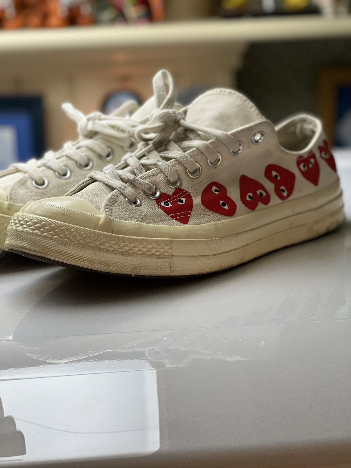 Comme des Garcons × Converse Comme Des Garcons Chuck 70 Low Top Multi Heart Size US 9 / EU 42 - 2 Thumbnail