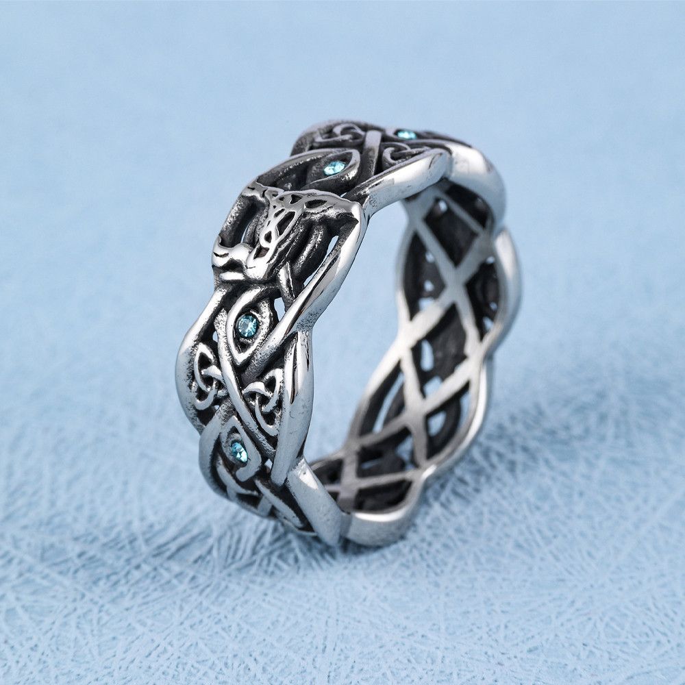 Jewelry Giant Wolf Blue Eyes Stone Animal Rings Size ONE SIZE - 3 Thumbnail