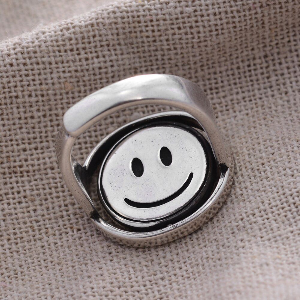 Jewelry Smiley Face Devil Flip Silver Ring Size ONE SIZE - 1 Thumbnail