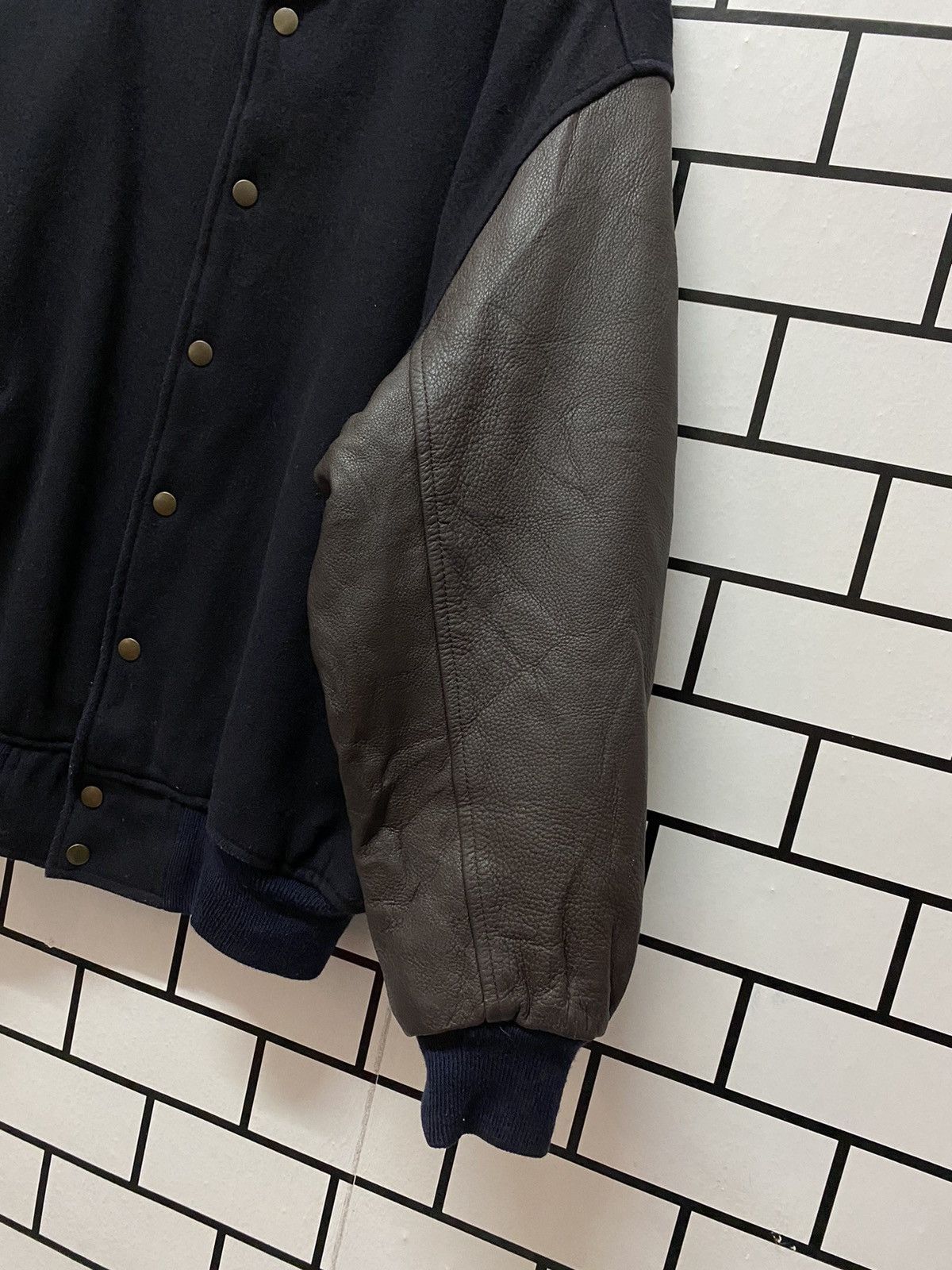 Vintage 90’s Mayson Grey Japan Leather Wool Varsity Jacket