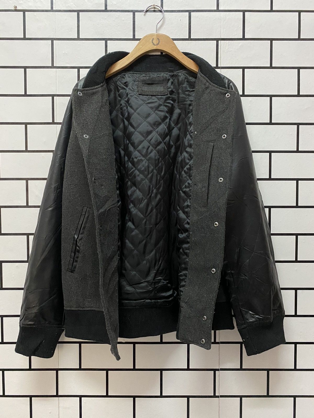 Japanese Brand × Uniqlo Vintage Uniqlo Varsity Jacket Faux Leather Varsity Jacket Size US L / EU 52-54 / 3 - 9 Thumbnail
