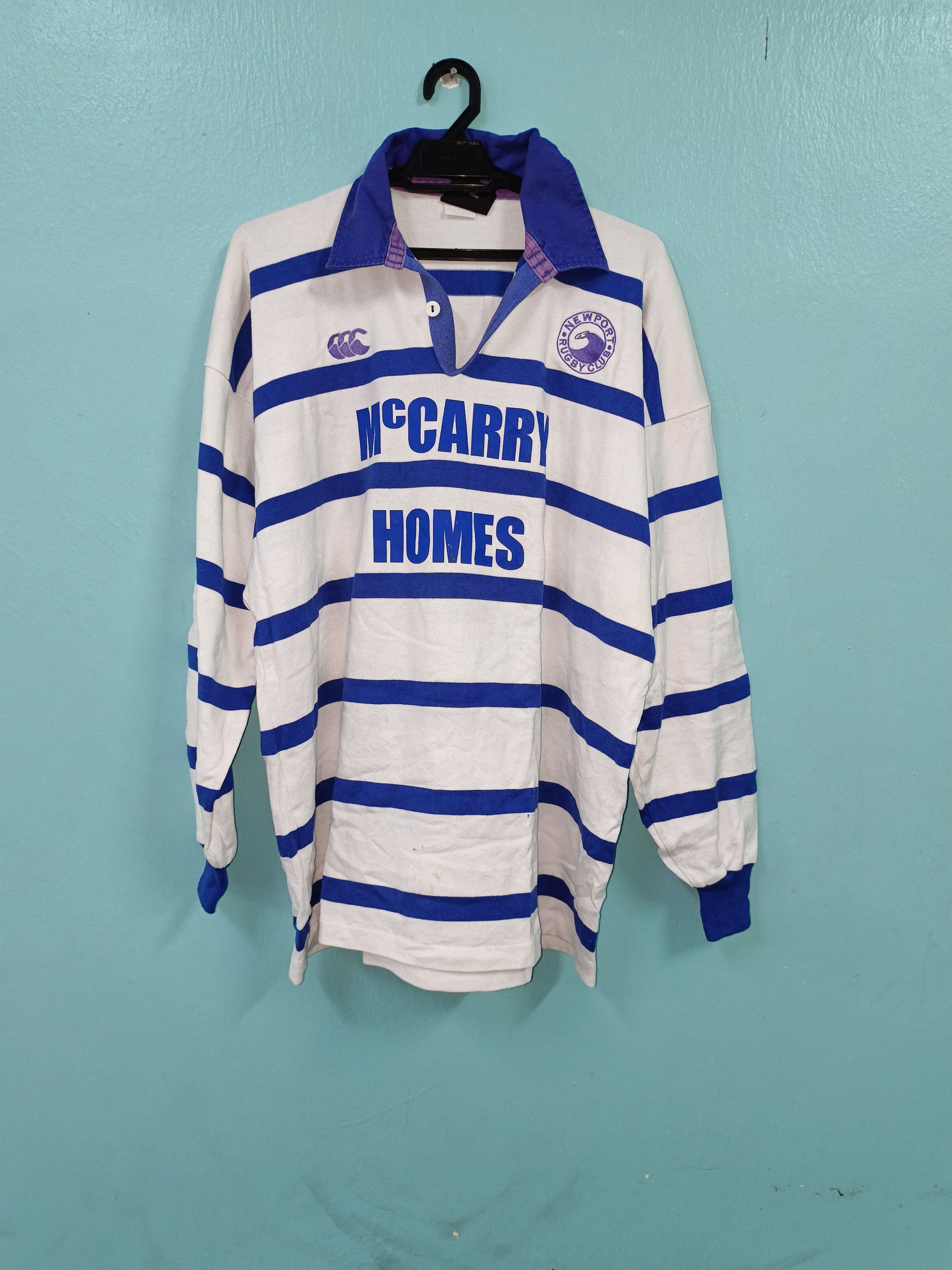 image of Canterbury Of New Zealand x Sports Specialties Vintage Newport Rugby Matchworn Jersey in Blue/White