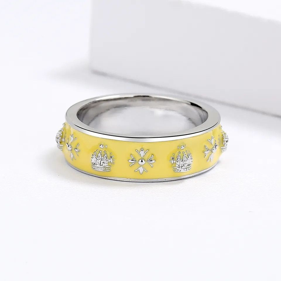Japanese Brand Yellow Enamel Heart Ring Size ONE SIZE - 5 Thumbnail