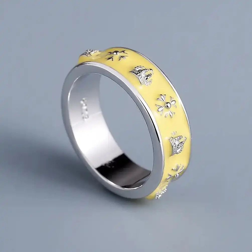 Japanese Brand Yellow Enamel Heart Ring Size ONE SIZE - 6 Thumbnail