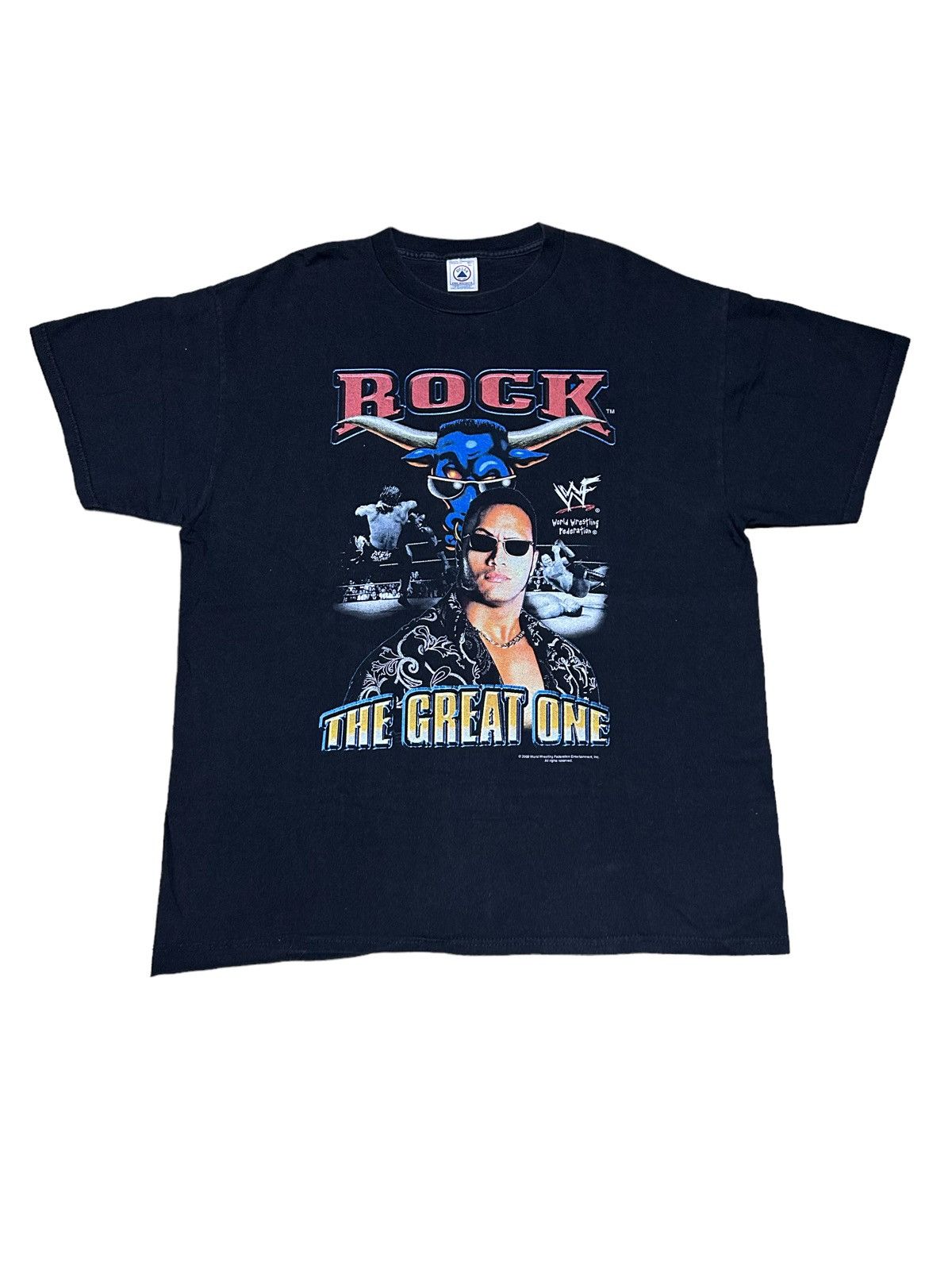 image of Rap Tees x Vintage 2000S Wwf The Rock “The Great One” Raptee Design in Black, Men's (Size XL)