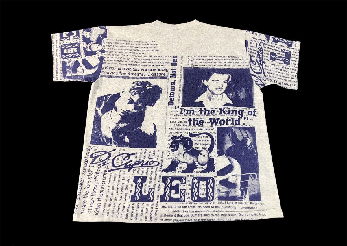 Vintage 90s Celtic Leonardo Di Caprio Newspaper Design Over Printed Size US L / EU 52-54 / 3 - 2 Thumbnail