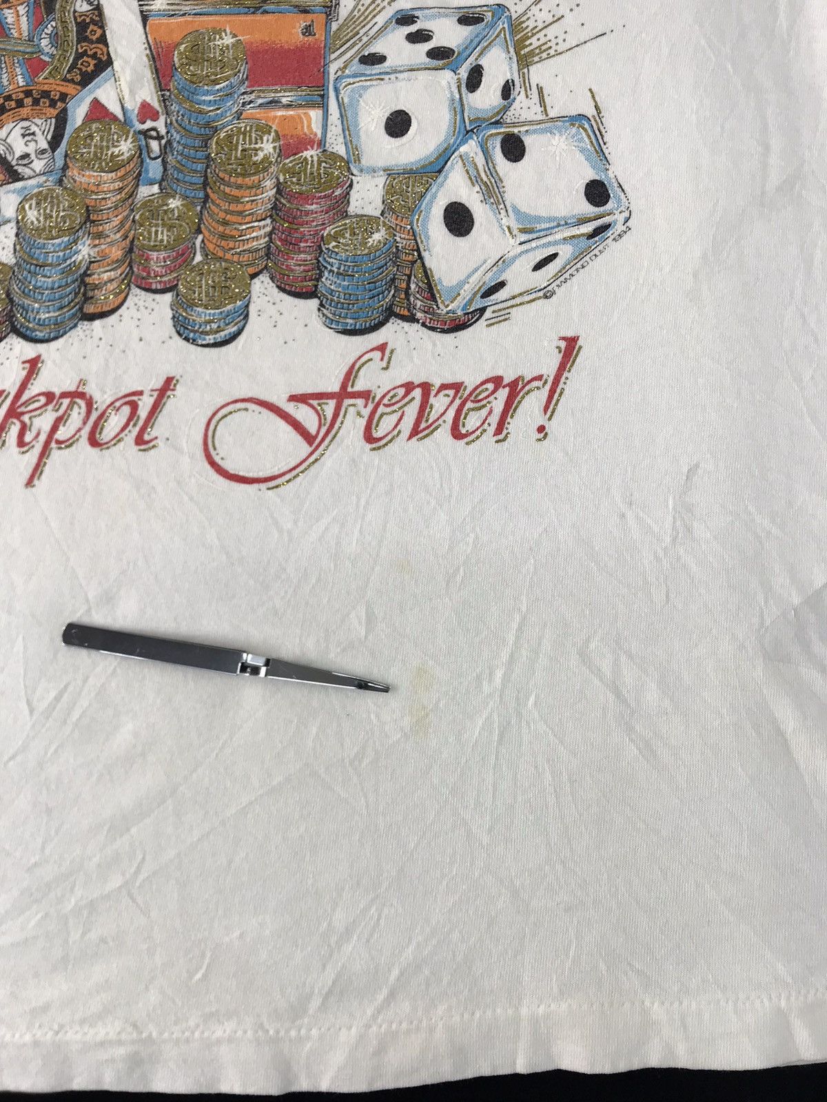 American Apparel × Vintage 90s Diamond Dust Jackport Fever Gambling Prize Printed Tee Size US M / EU 48-50 / 2 - 10 Thumbnail