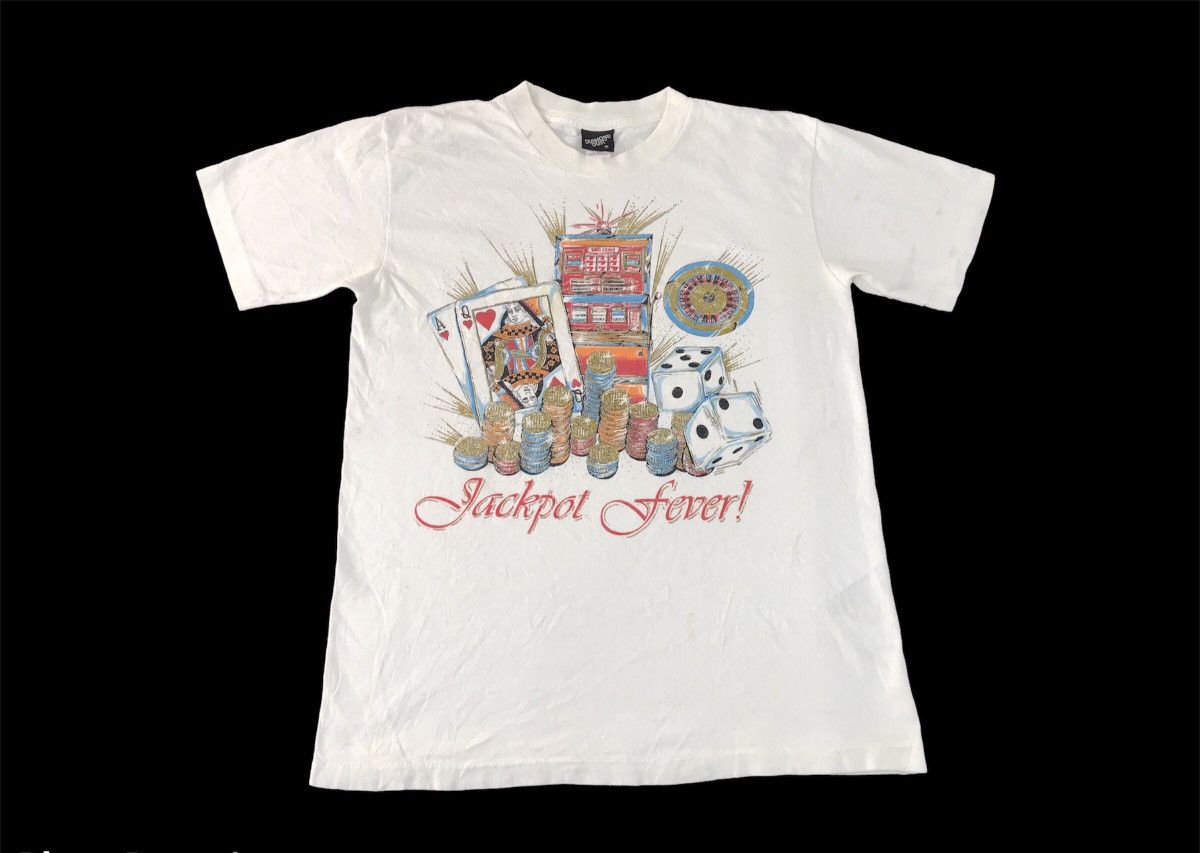 American Apparel × Vintage 90s Diamond Dust Jackport Fever Gambling Prize Printed Tee Size US M / EU 48-50 / 2 - 1 Thumbnail