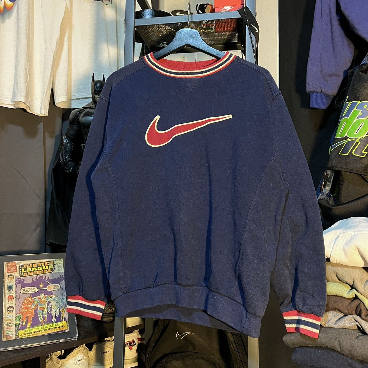Nike × Vintage Vintage Nike Big Swoosh 90s Sweater Crewneck Sweatshirt Size US M / EU 48-50 / 2 - 1 Thumbnail