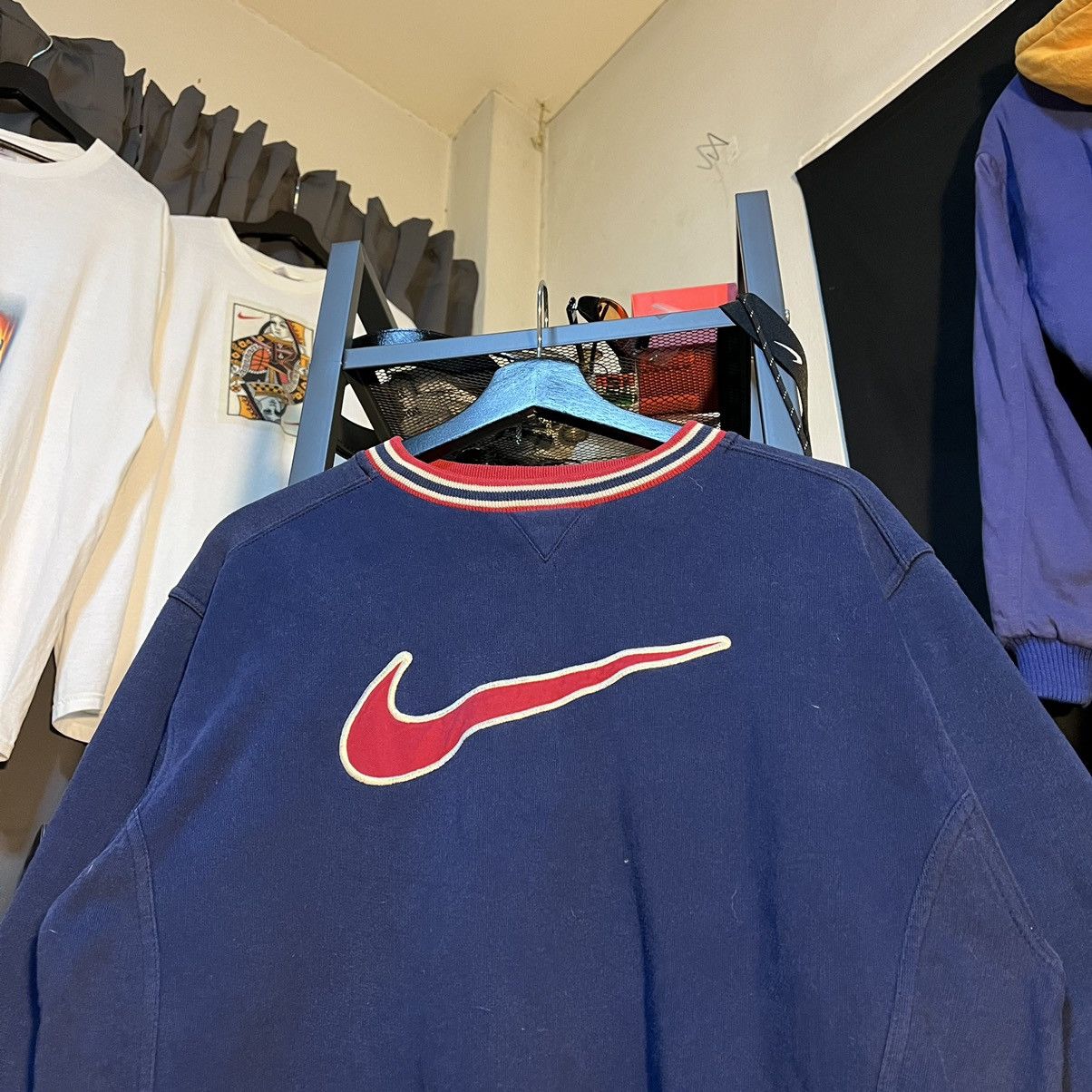 Nike × Vintage Vintage Nike Big Swoosh 90s Sweater Crewneck Sweatshirt Size US M / EU 48-50 / 2 - 4 Thumbnail