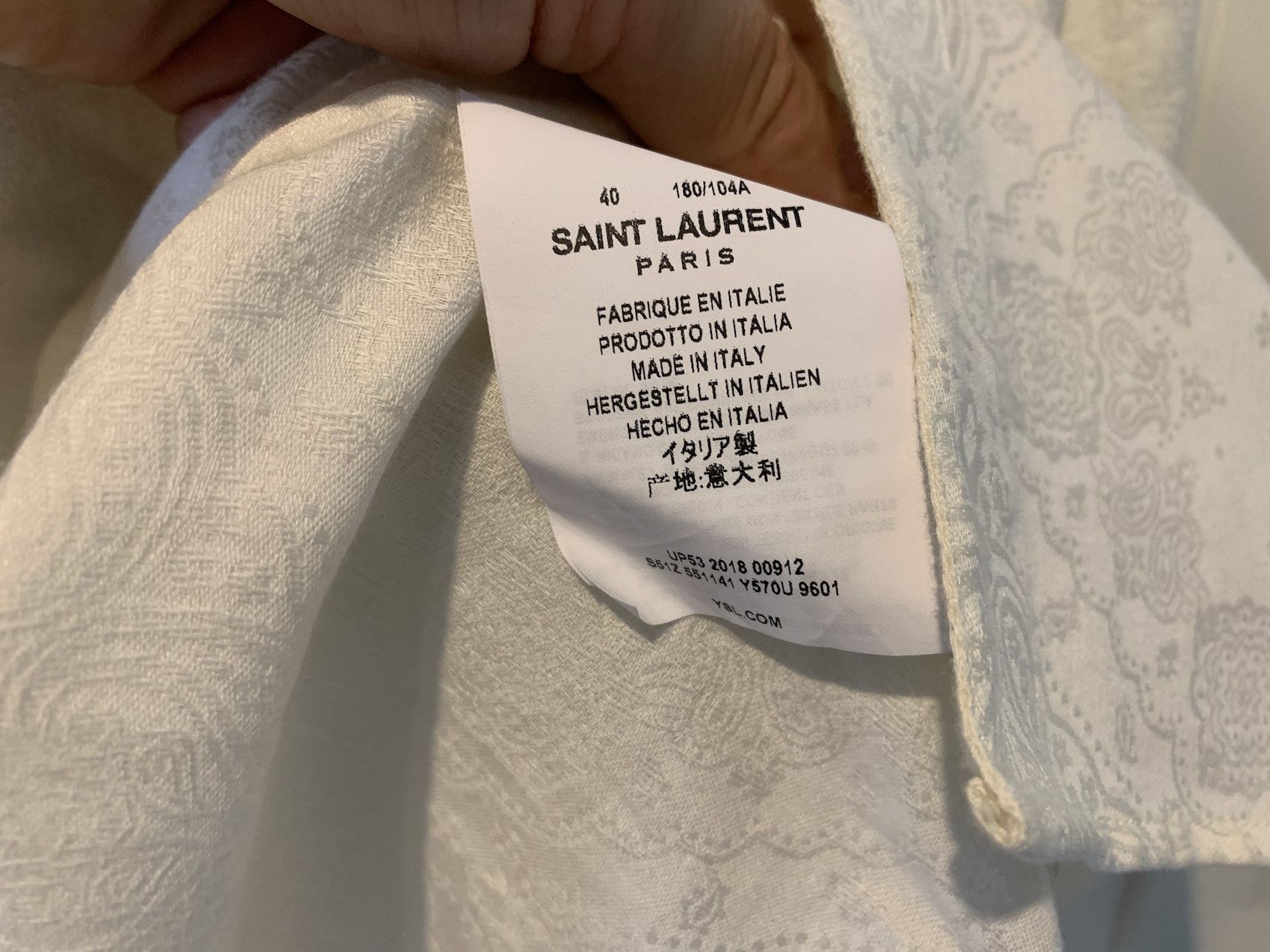 Saint Laurent Paris SS'19 Shirt Jacquard with Studded Yoke Size US M / EU 48-50 / 2 - 5 Thumbnail