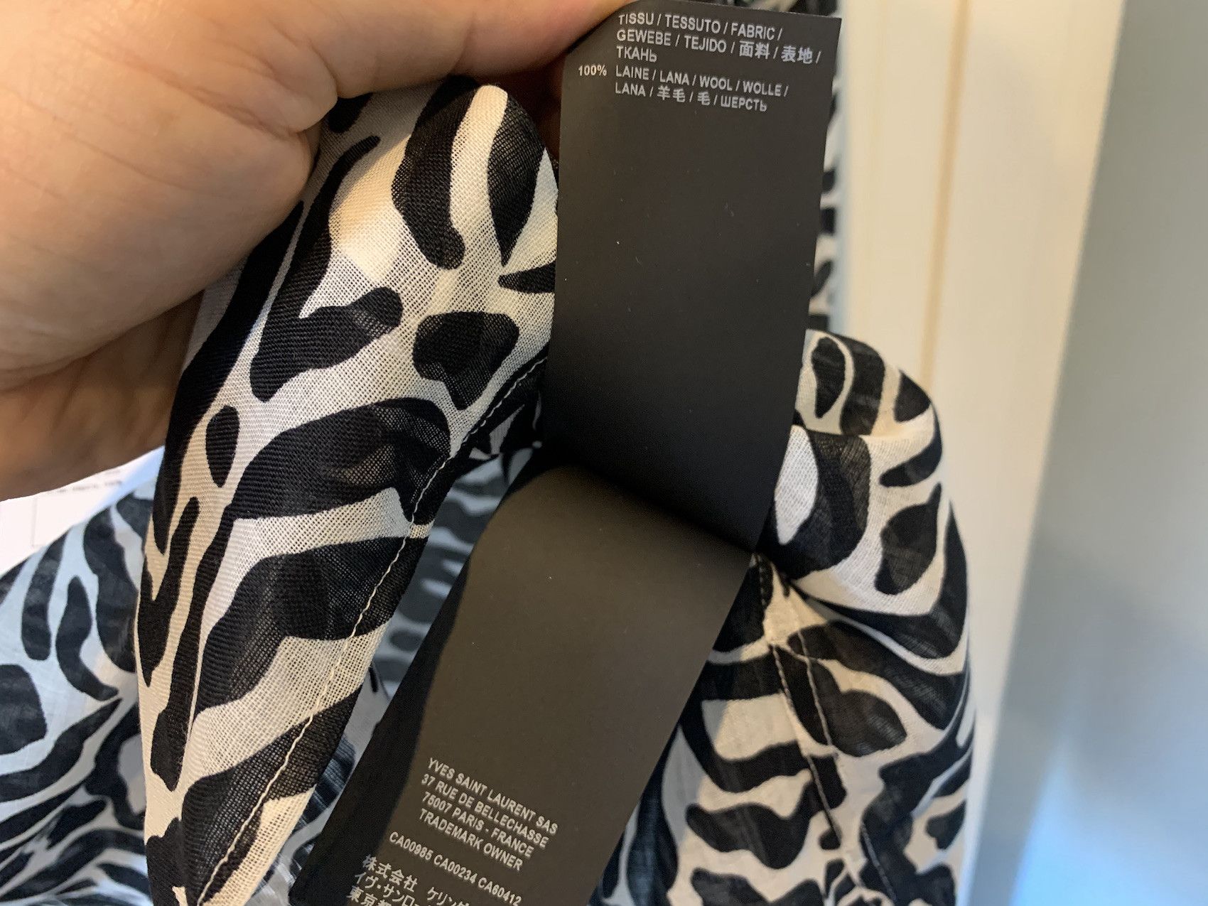 Saint Laurent Paris SS'20 Shirt Zebra Print Wool Batiste Size US L / EU 52-54 / 3 - 6 Thumbnail