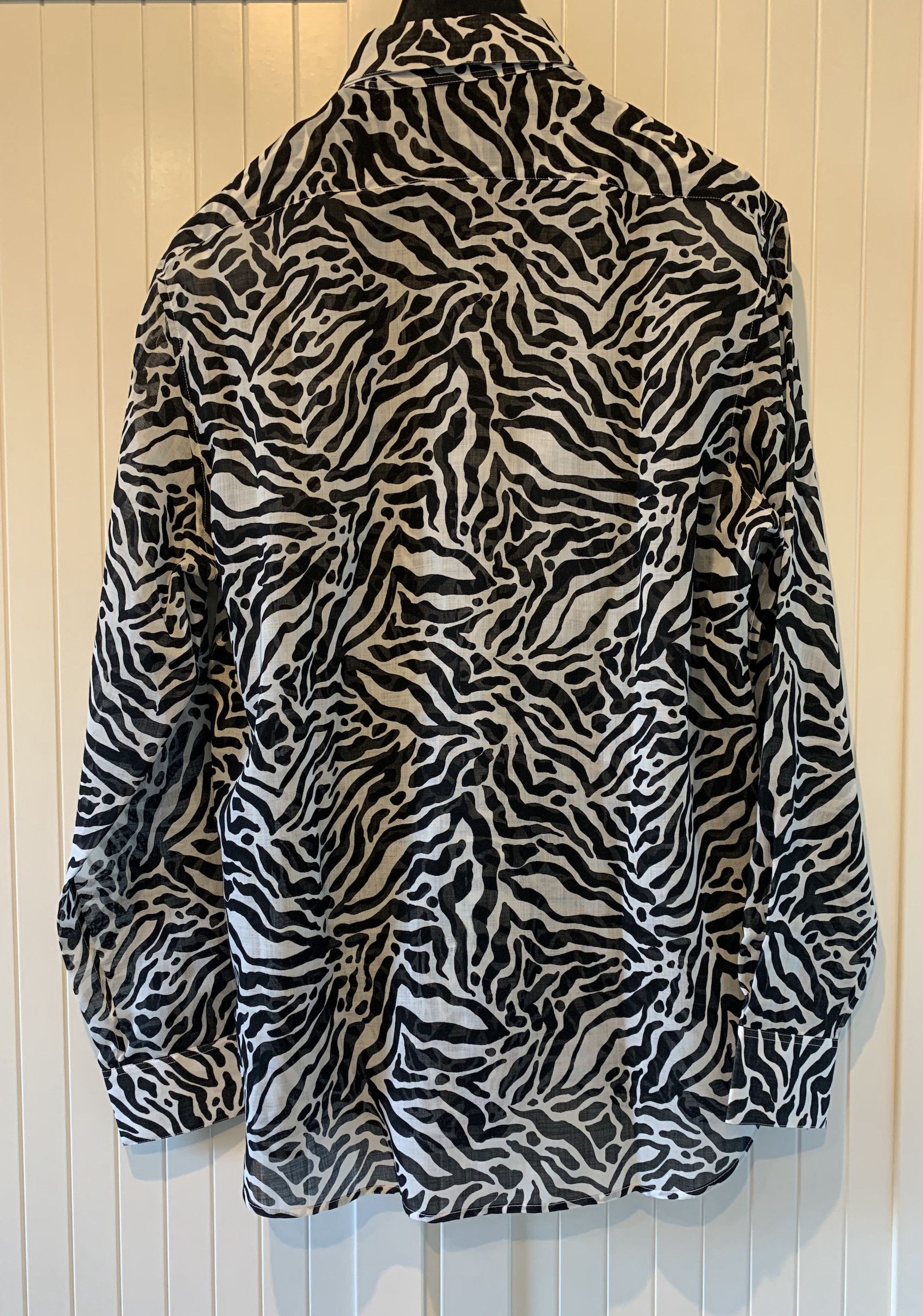 Saint Laurent Paris SS'20 Shirt Zebra Print Wool Batiste Size US L / EU 52-54 / 3 - 2 Thumbnail