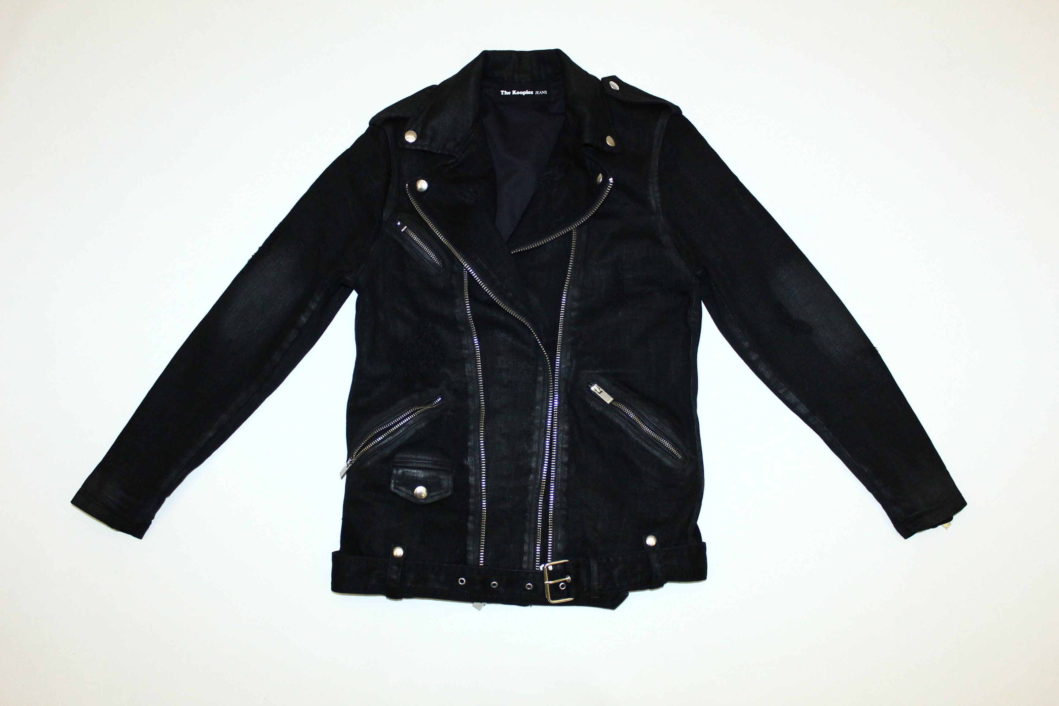 The Kooples The Kooples Distressed Denim Fabric Biker Jacket Size US S / EU 44-46 / 1 - 2 Thumbnail