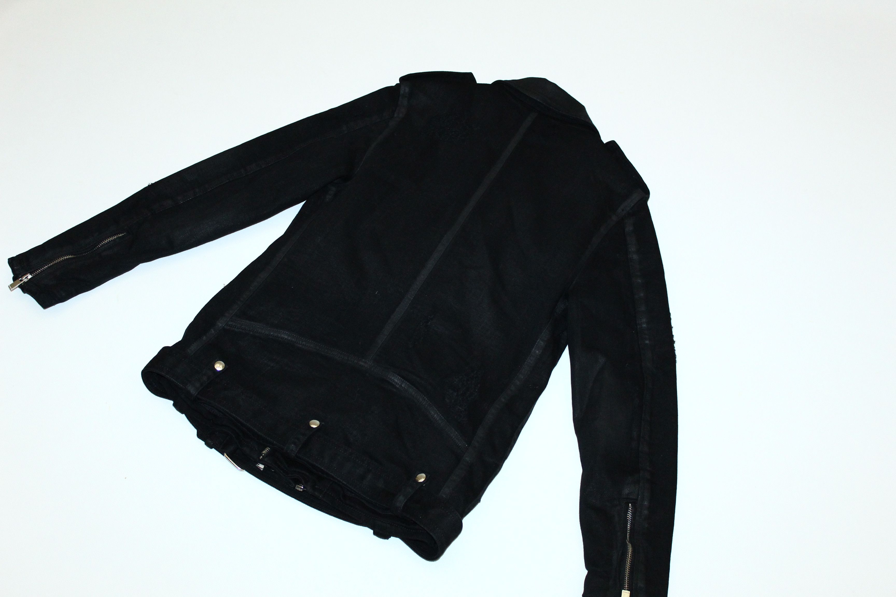 The Kooples The Kooples Distressed Denim Fabric Biker Jacket Size US S / EU 44-46 / 1 - 9 Thumbnail