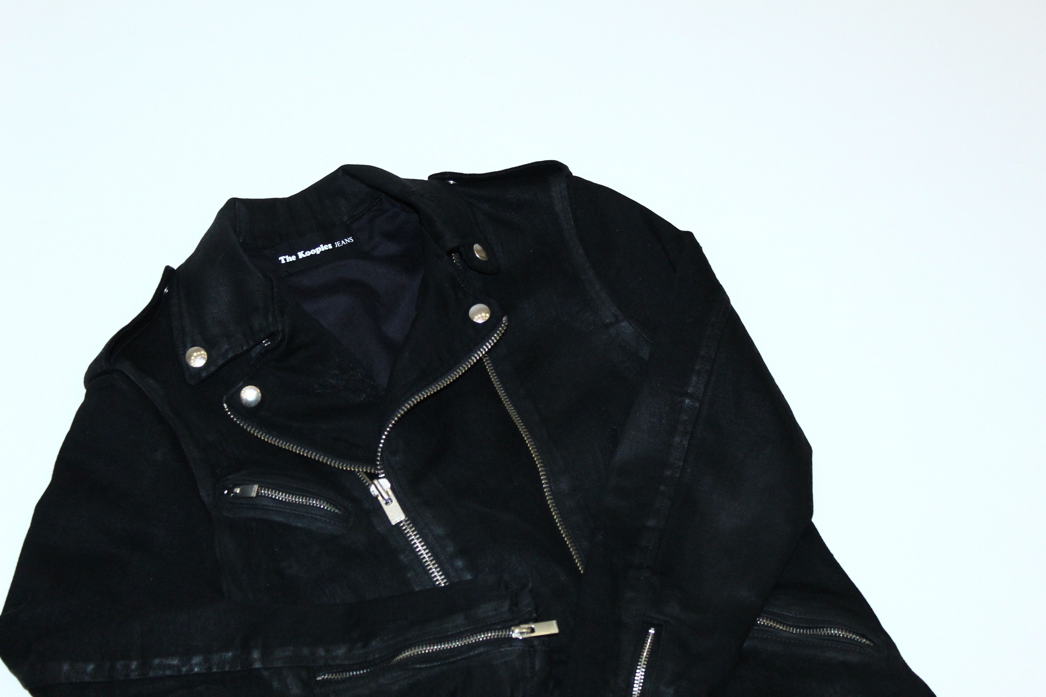 The Kooples The Kooples Distressed Denim Fabric Biker Jacket Size US S / EU 44-46 / 1 - 6 Thumbnail