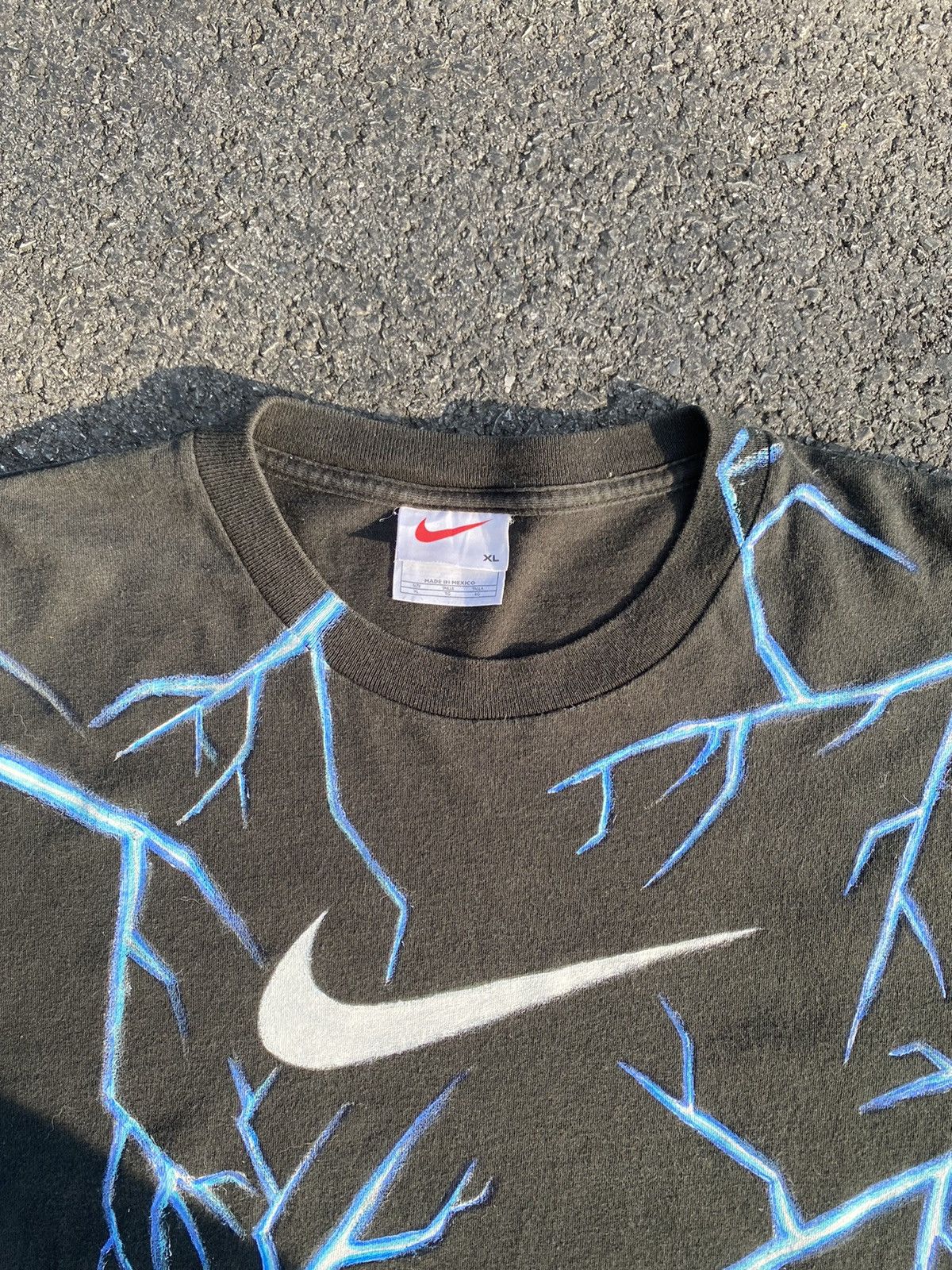 Nike × Vintage Reworked Vintage Nike Thunder 90s tee Size US XL / EU 56 / 4 - 2 Thumbnail