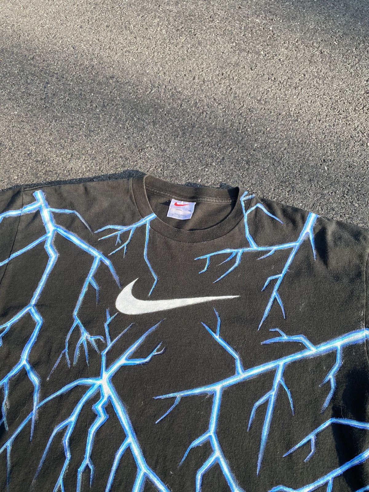 Nike × Vintage Reworked Vintage Nike Thunder 90s tee Size US XL / EU 56 / 4 - 4 Thumbnail