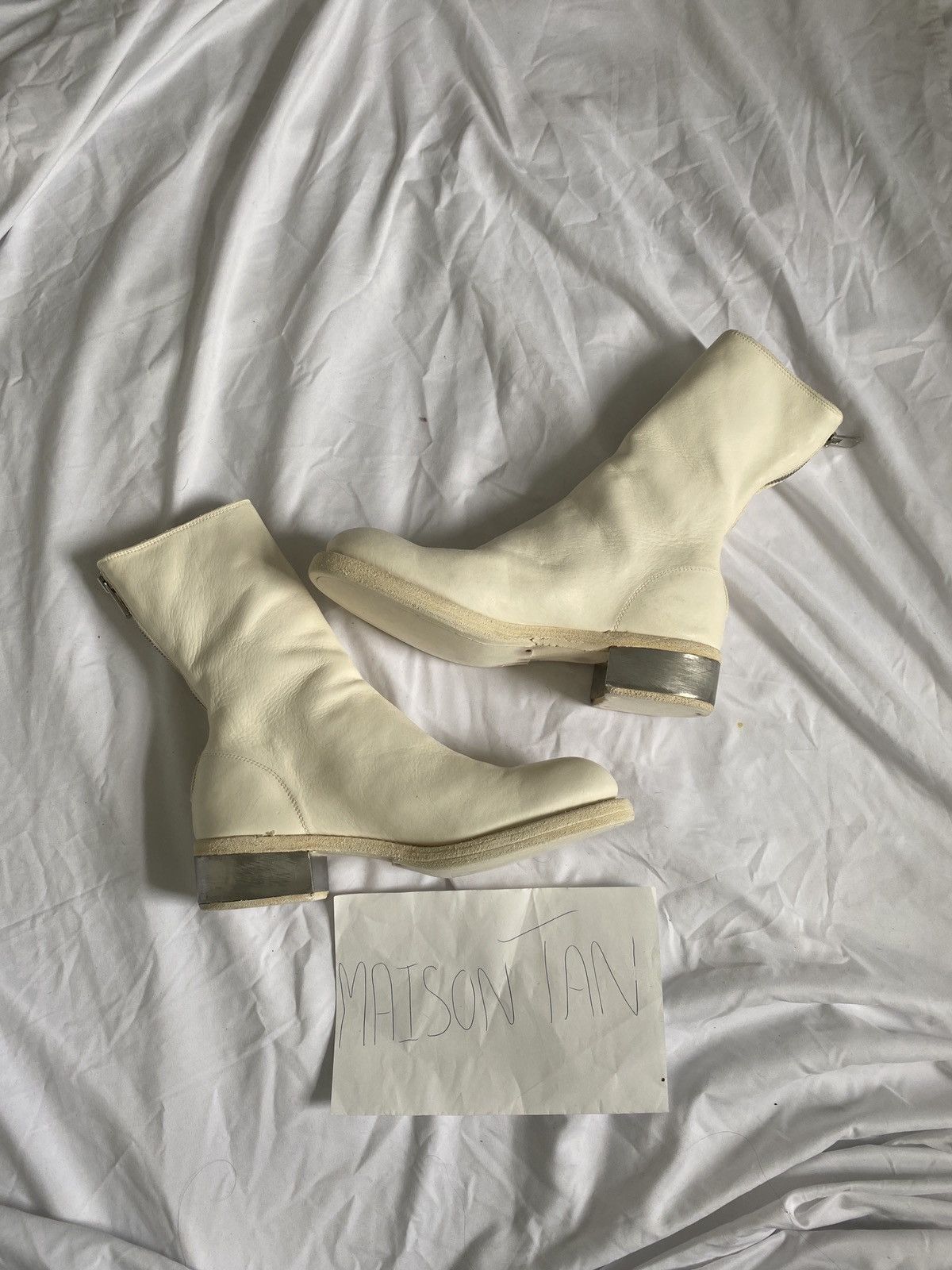 image of Guidi 788Zi Metal Heel Shoes Size 41 in White, Men's