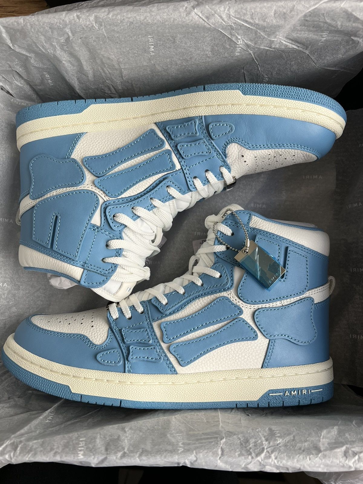 Amiri Amiri SKEL-HI white blue sneaker Size US 8 / EU 41 - 1 Thumbnail