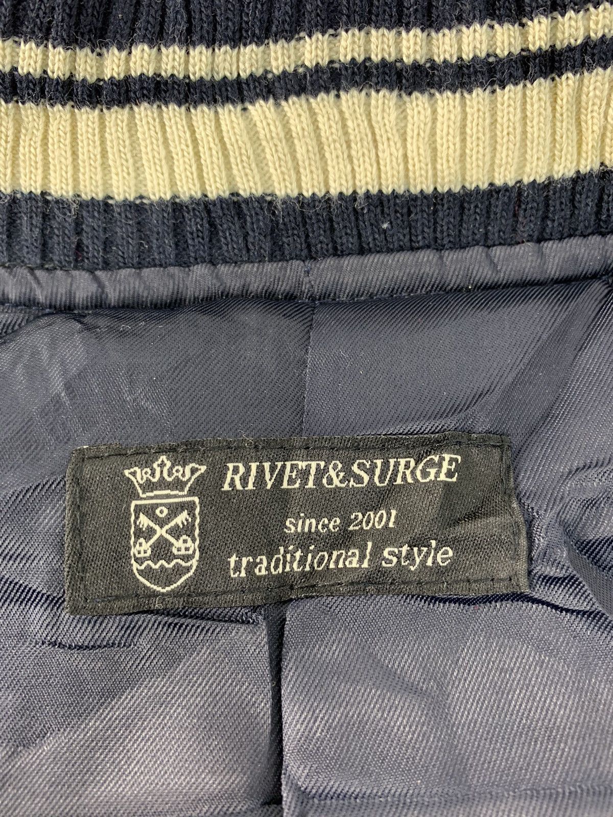 Japanese Brand Rivet & Surge 2nd Cafe Crew Leather Sleeve Varsity Jacket Size M / US 6-8 / IT 42-44 - 5 Thumbnail