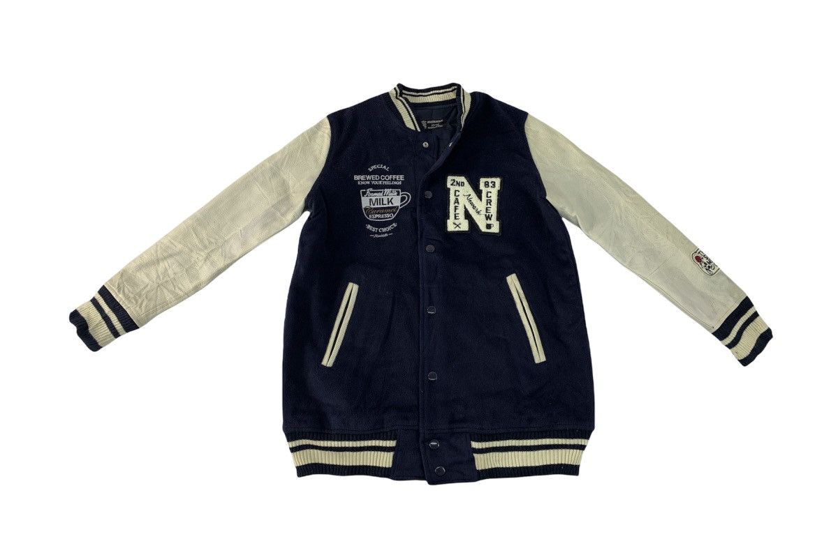 Japanese Brand Rivet & Surge 2nd Cafe Crew Leather Sleeve Varsity Jacket Size M / US 6-8 / IT 42-44 - 1 Thumbnail