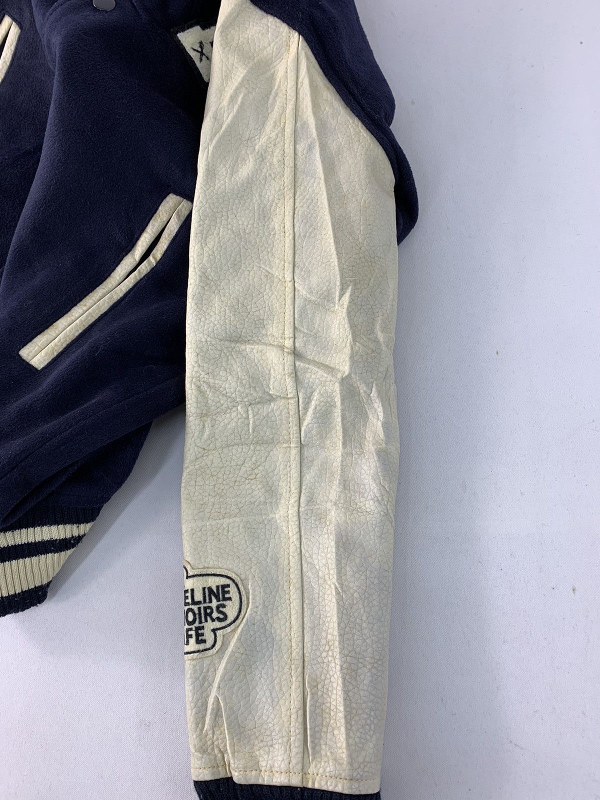 Japanese Brand Rivet & Surge 2nd Cafe Crew Leather Sleeve Varsity Jacket Size M / US 6-8 / IT 42-44 - 16 Thumbnail