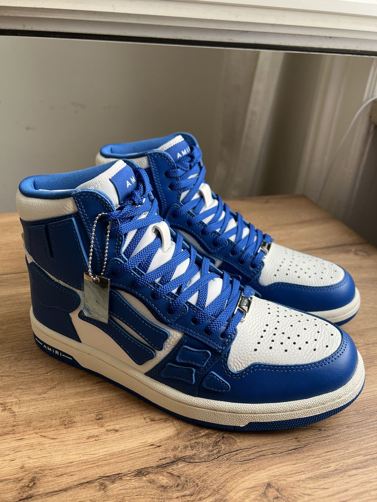 Amiri AMIRI WHITE/ BLUE SKEL HI SNEAKER Size US 7 / EU 40 - 10 Thumbnail