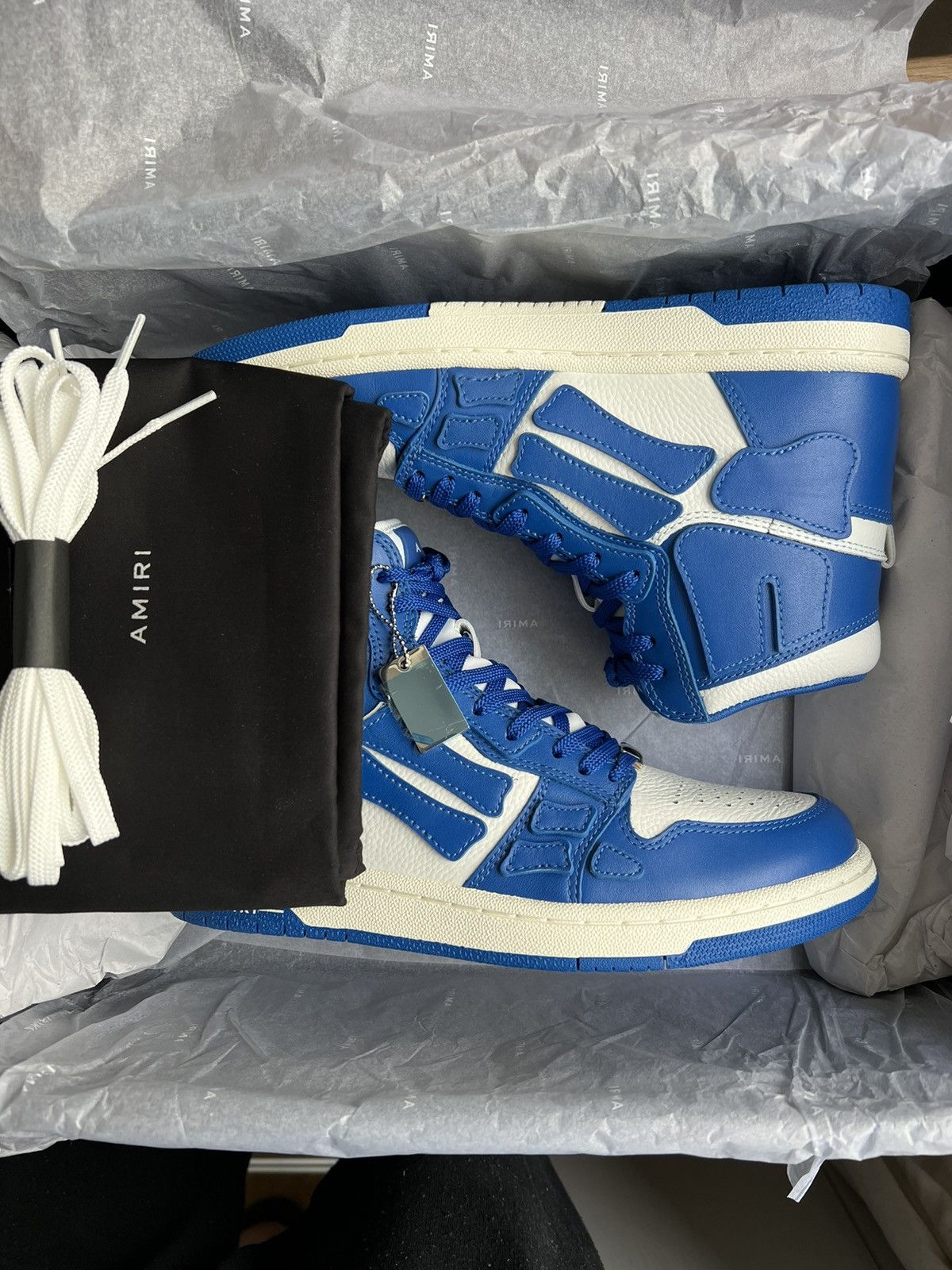 Amiri AMIRI WHITE/ BLUE SKEL HI SNEAKER Size US 7 / EU 40 - 2 Thumbnail