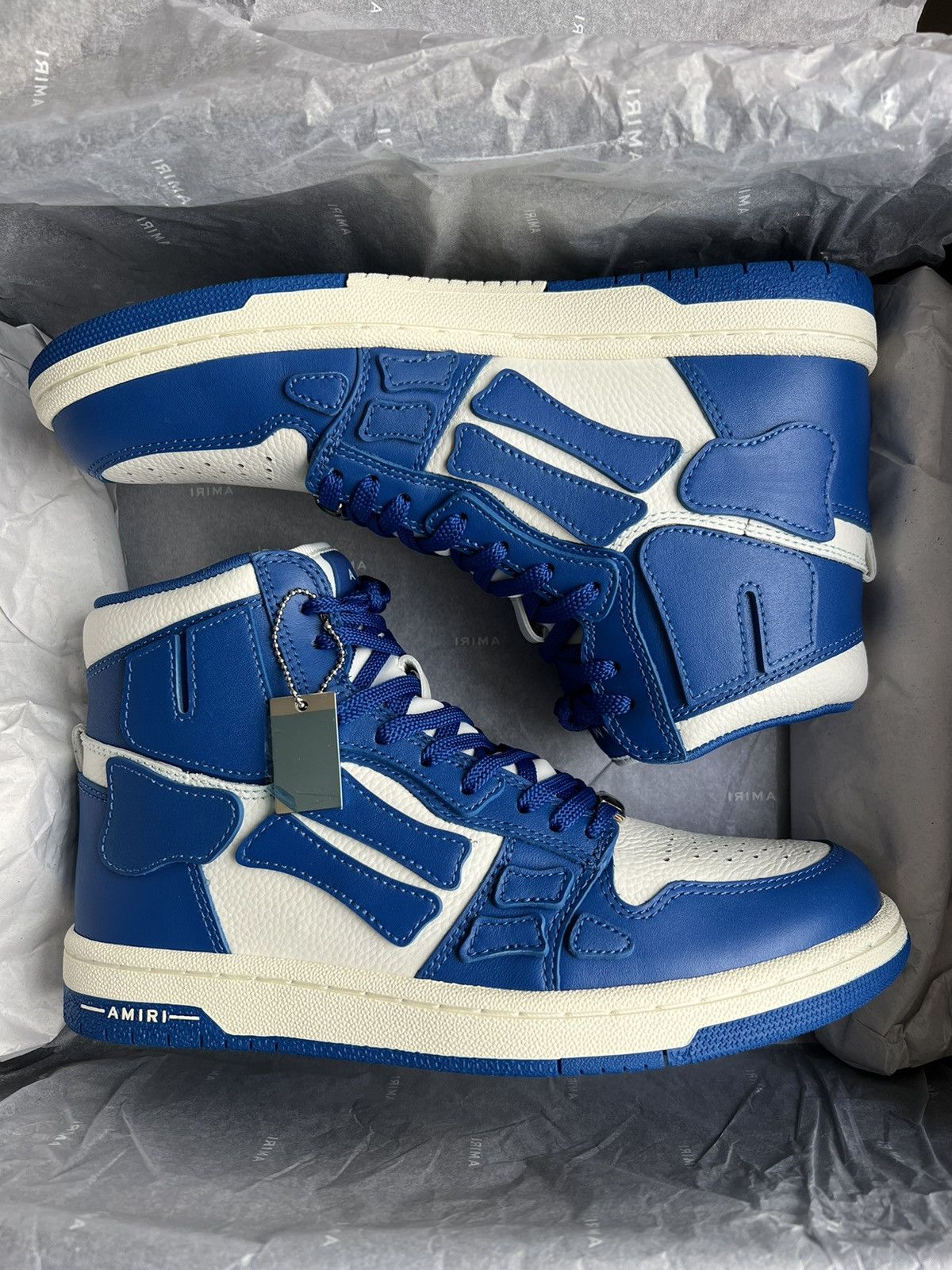 Amiri AMIRI WHITE/ BLUE SKEL HI SNEAKER Size US 7 / EU 40 - 1 Thumbnail