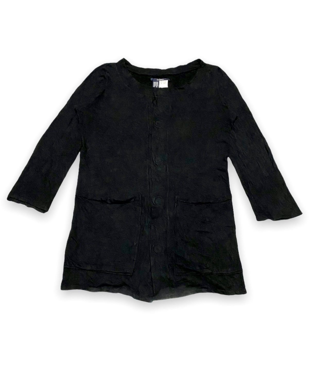 image of Limi Feu Yohji Yamamoto Wide Neck Long Cardigan in Black, Men's (Size Medium)