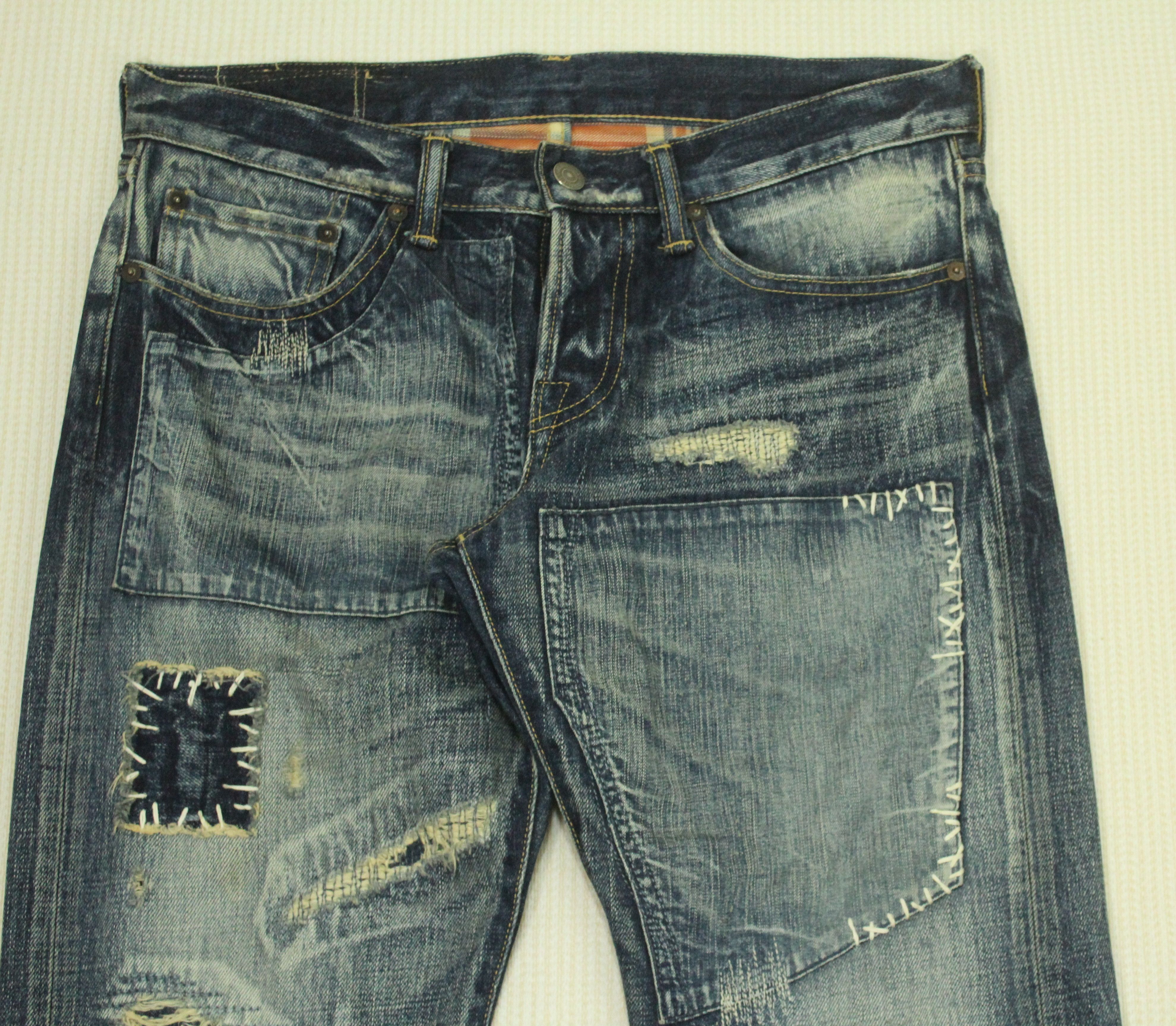Eternal ETERNAL Denim SASHIKO BORO Patchwork Low Rise Size US 30 / EU 46 - 2 Thumbnail