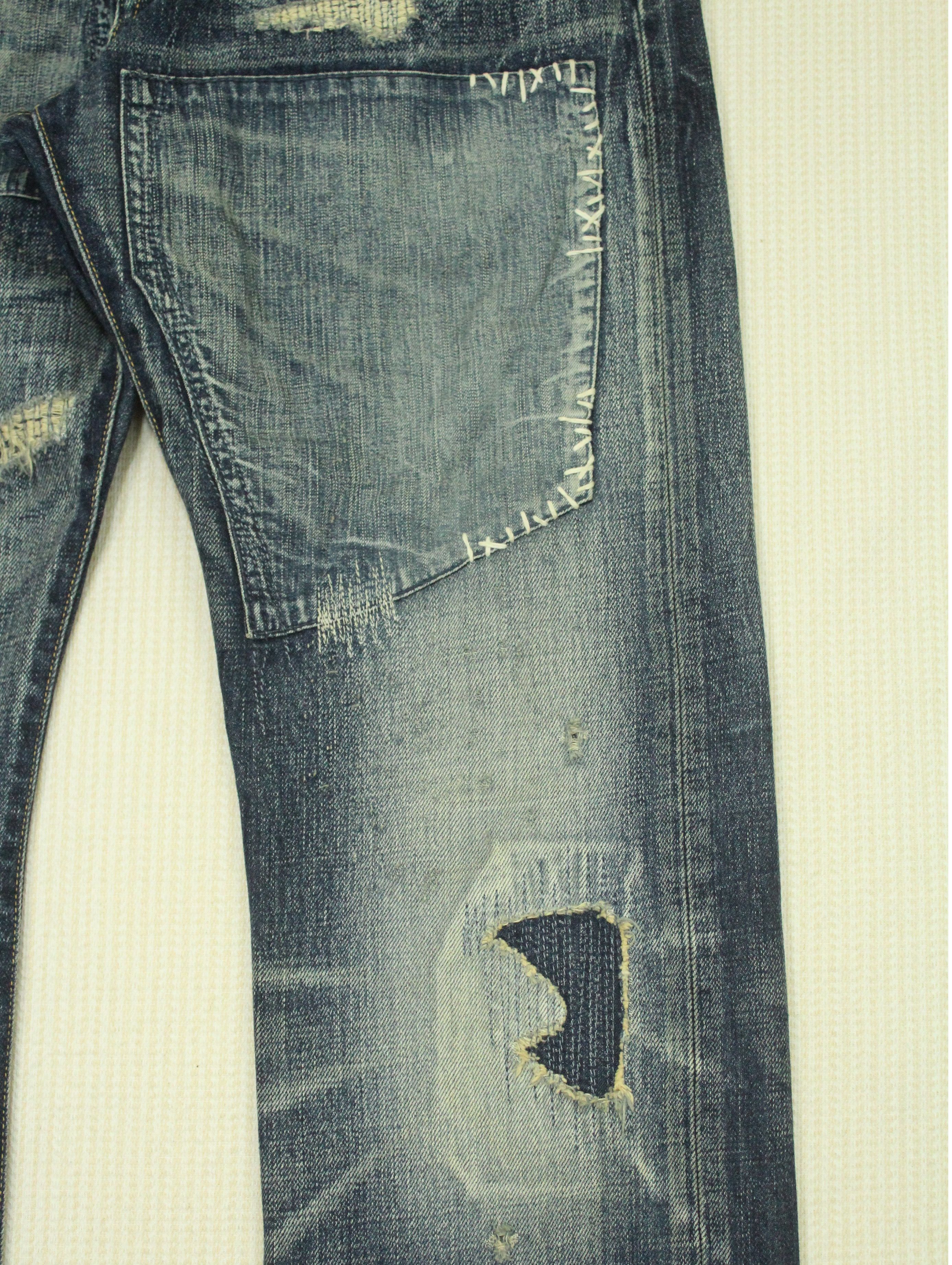 Eternal ETERNAL Denim SASHIKO BORO Patchwork Low Rise Size US 30 / EU 46 - 4 Thumbnail