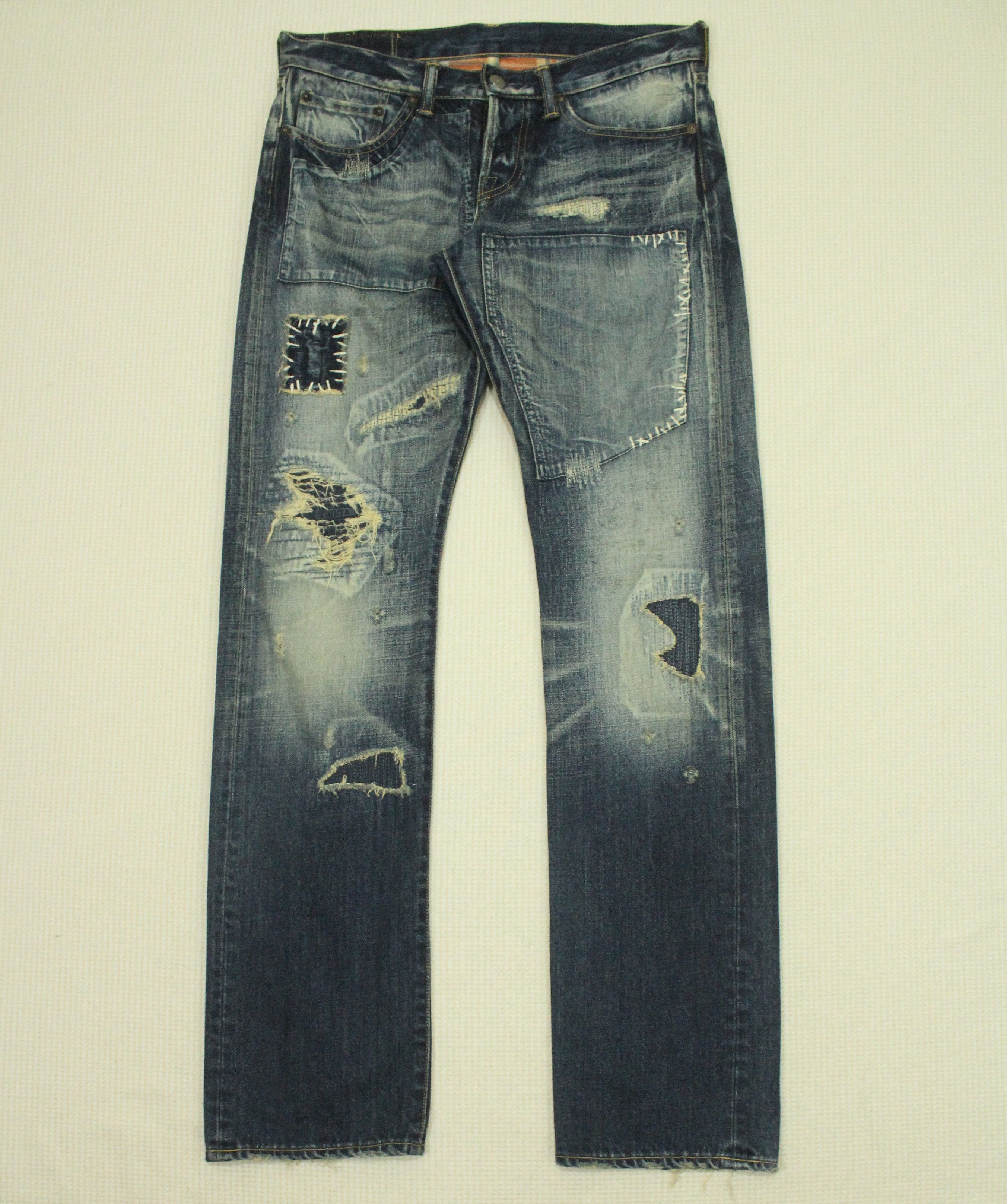 Eternal ETERNAL Denim SASHIKO BORO Patchwork Low Rise Size US 30 / EU 46 - 1 Thumbnail
