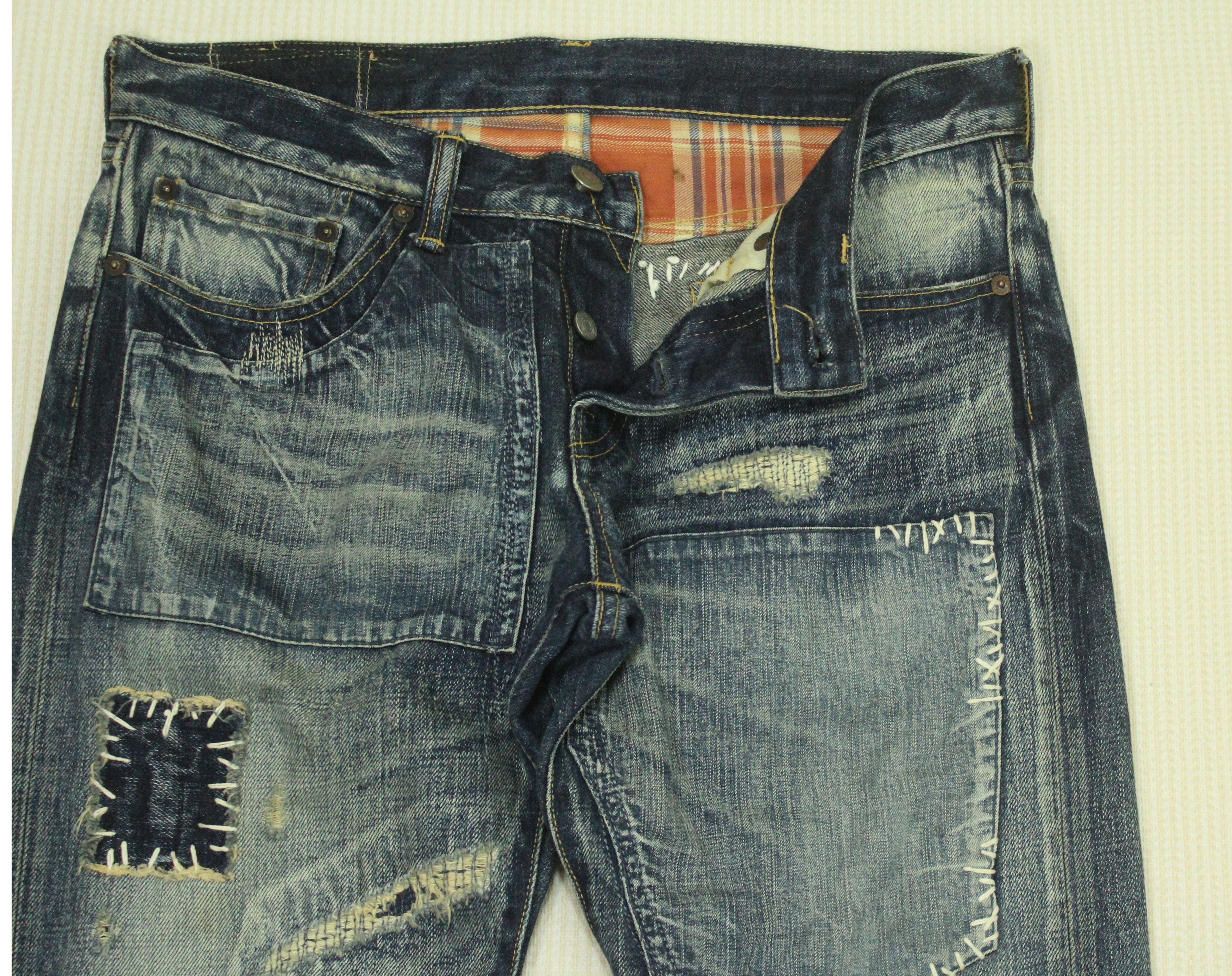 Eternal ETERNAL Denim SASHIKO BORO Patchwork Low Rise Size US 30 / EU 46 - 8 Thumbnail