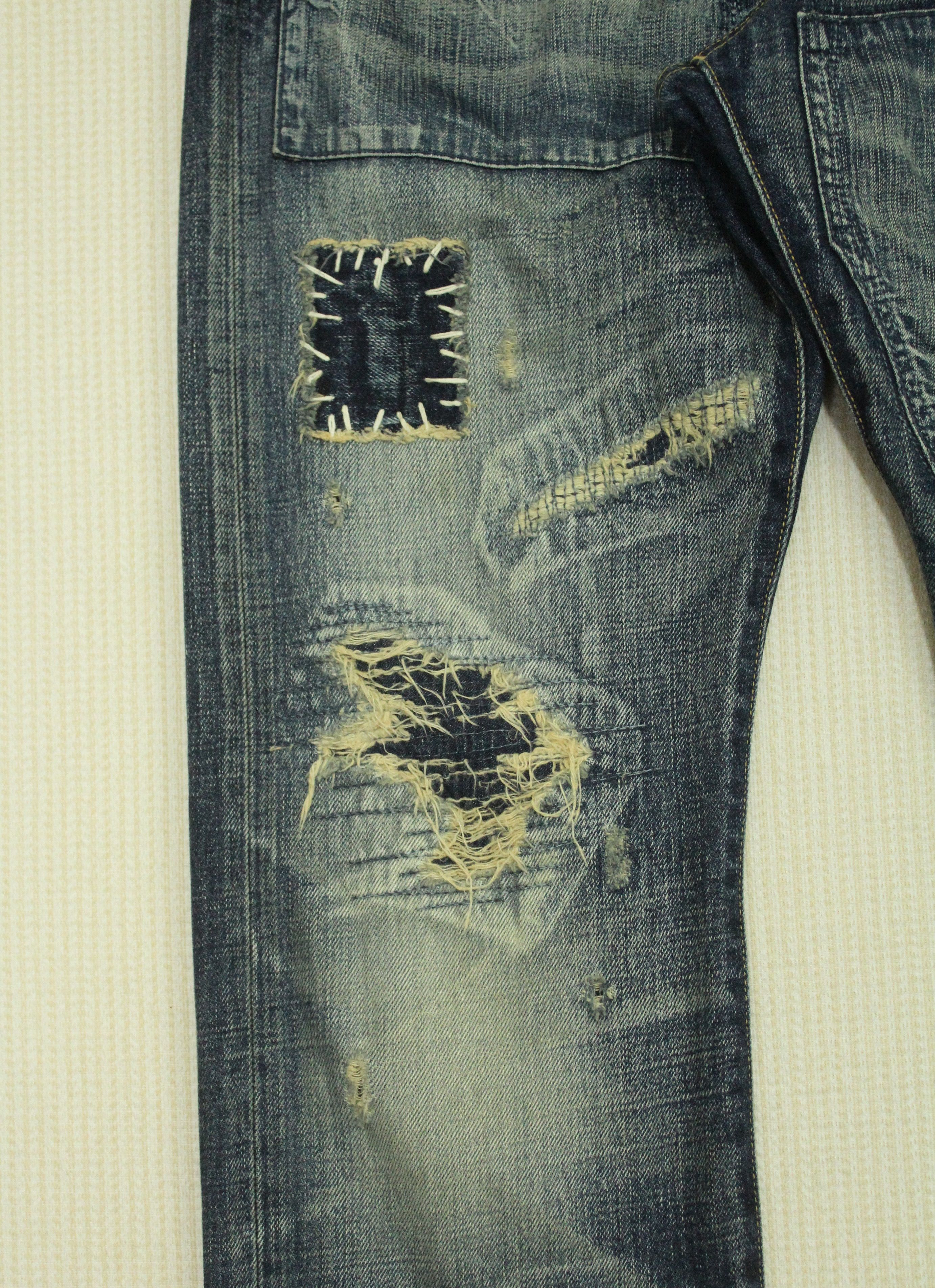 Eternal ETERNAL Denim SASHIKO BORO Patchwork Low Rise Size US 30 / EU 46 - 3 Thumbnail