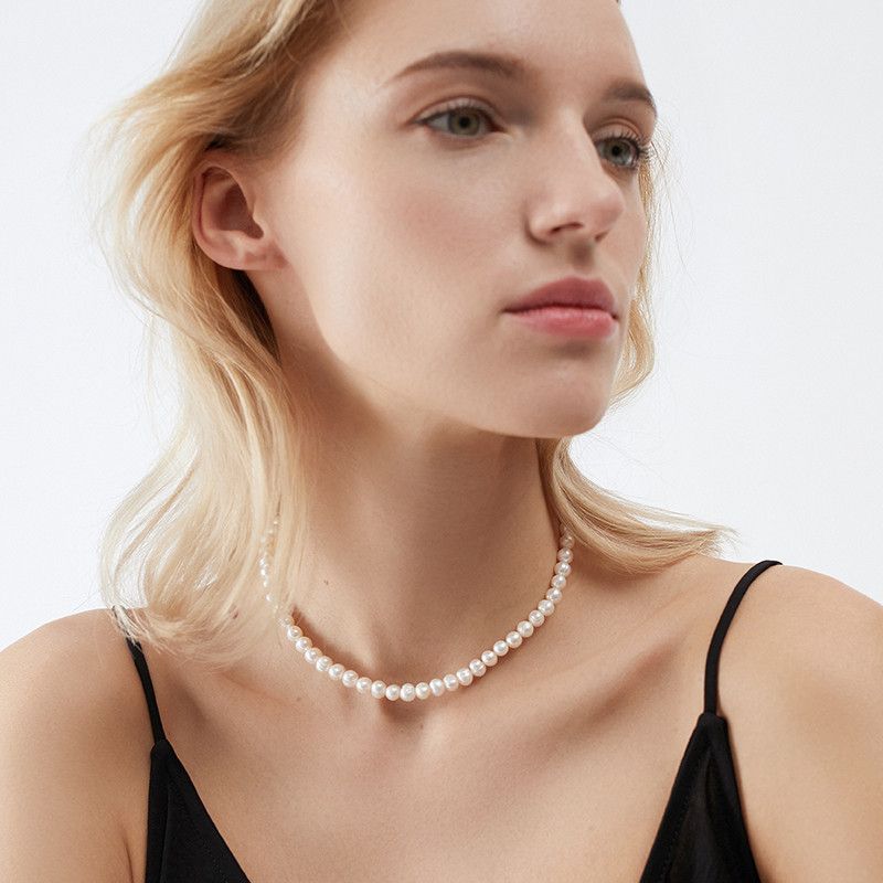 Handmade × Jewelry Natural Freshwater Pearl Chokers Necklace Size ONE SIZE - 6 Thumbnail