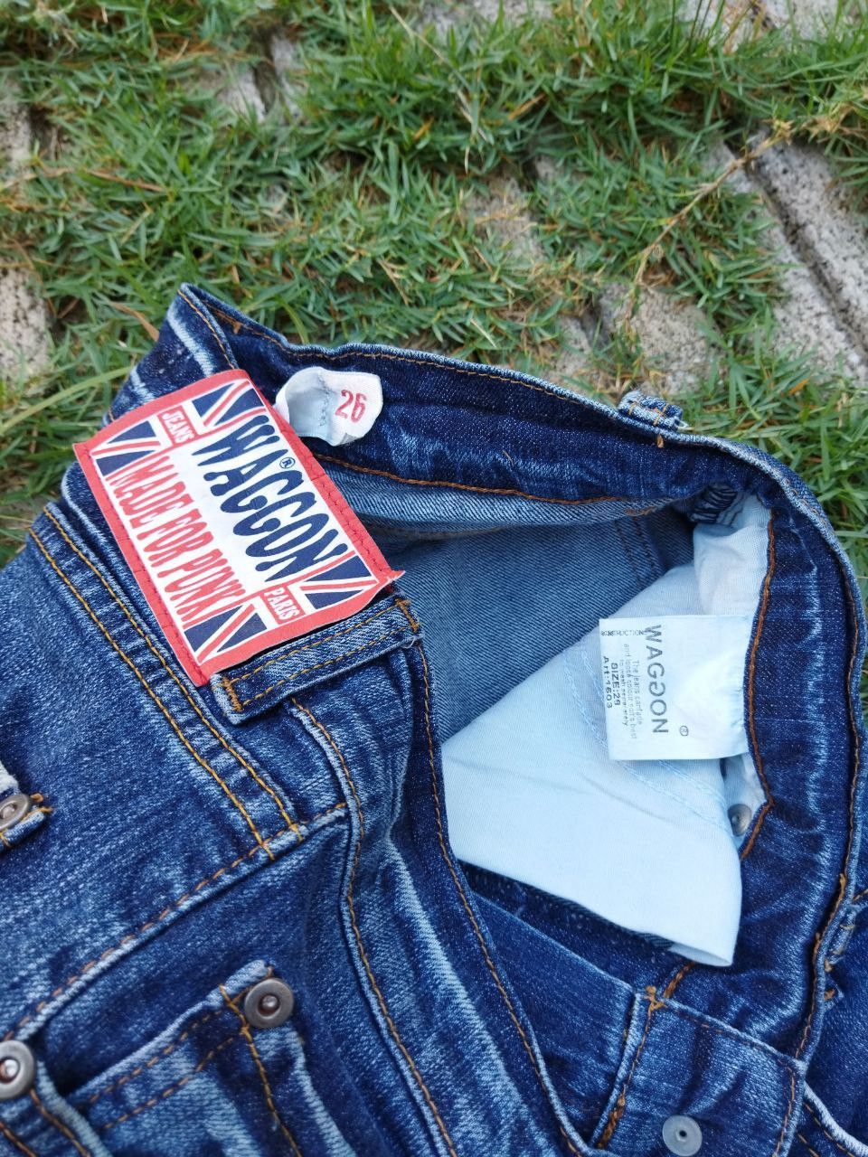Japanese Brand Vintage Waggon Japan Made For Punk Double Waist Jeans Size 26" / US 2 / IT 38 - 14 Thumbnail