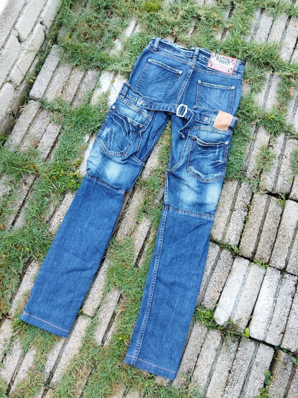 image of Archival Clothing x Seditionaries Vintage Waggon Japan Made For Punk Double Waist Jeans in Blue Dis