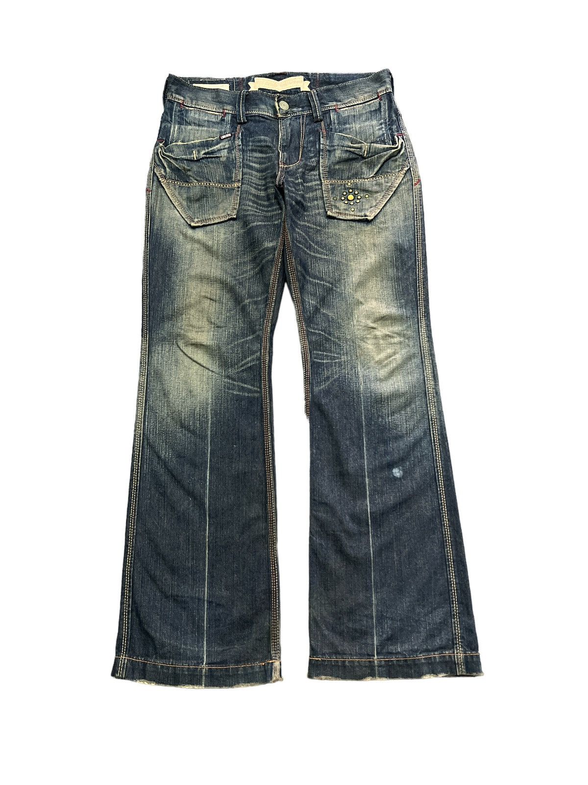 Japanese Brand × Vintage FLARED💥 LIBERTO BUSH PANT STUDDED DISTRESSED DENIM PANT Size US 32 / EU 48 - 1 Thumbnail