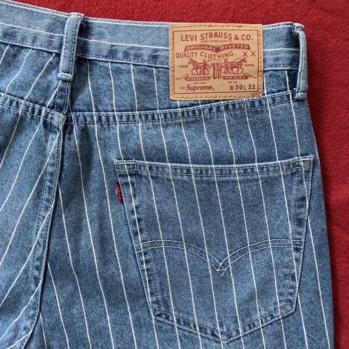 Supreme Levi's Blue Pinstripe 550 Jeans SS18 30/32 | Grailed