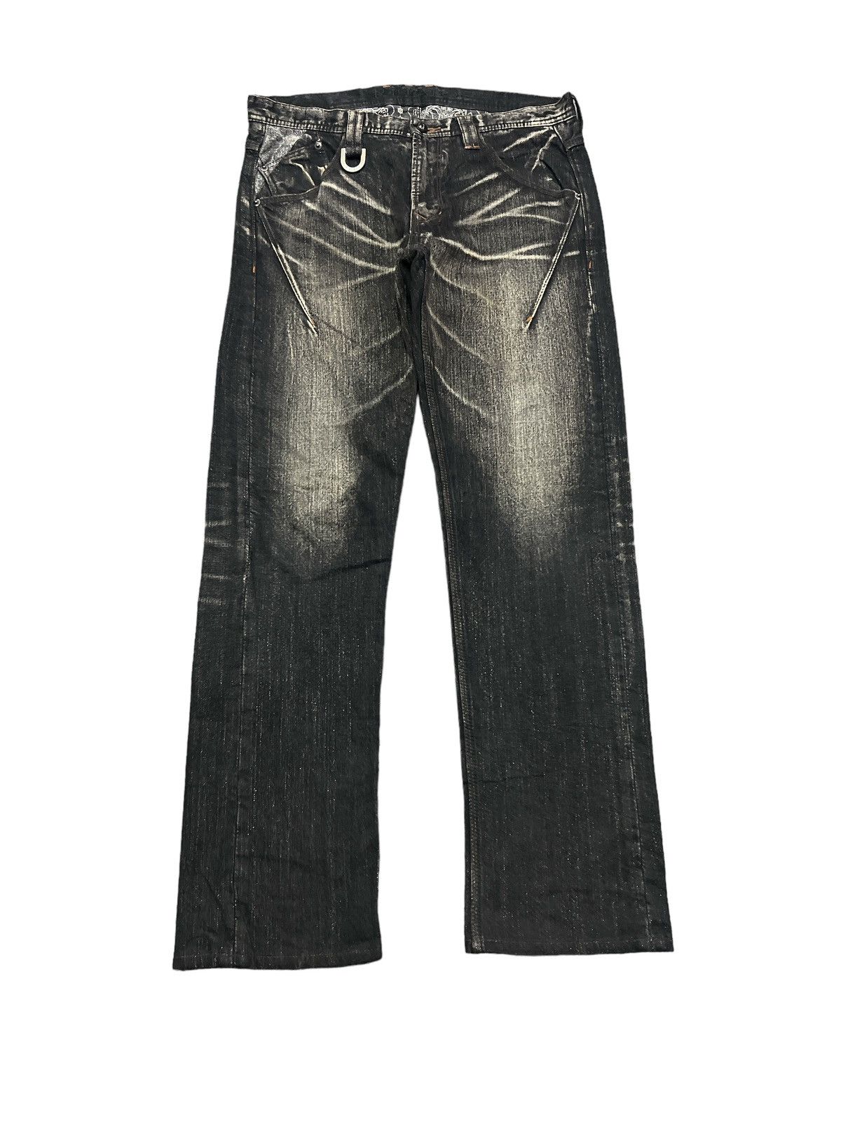 Japanese Brand × Vintage FIRE BLACK FADED DISTRESSED DENIM PANT Size US 32 / EU 48 - 1 Thumbnail
