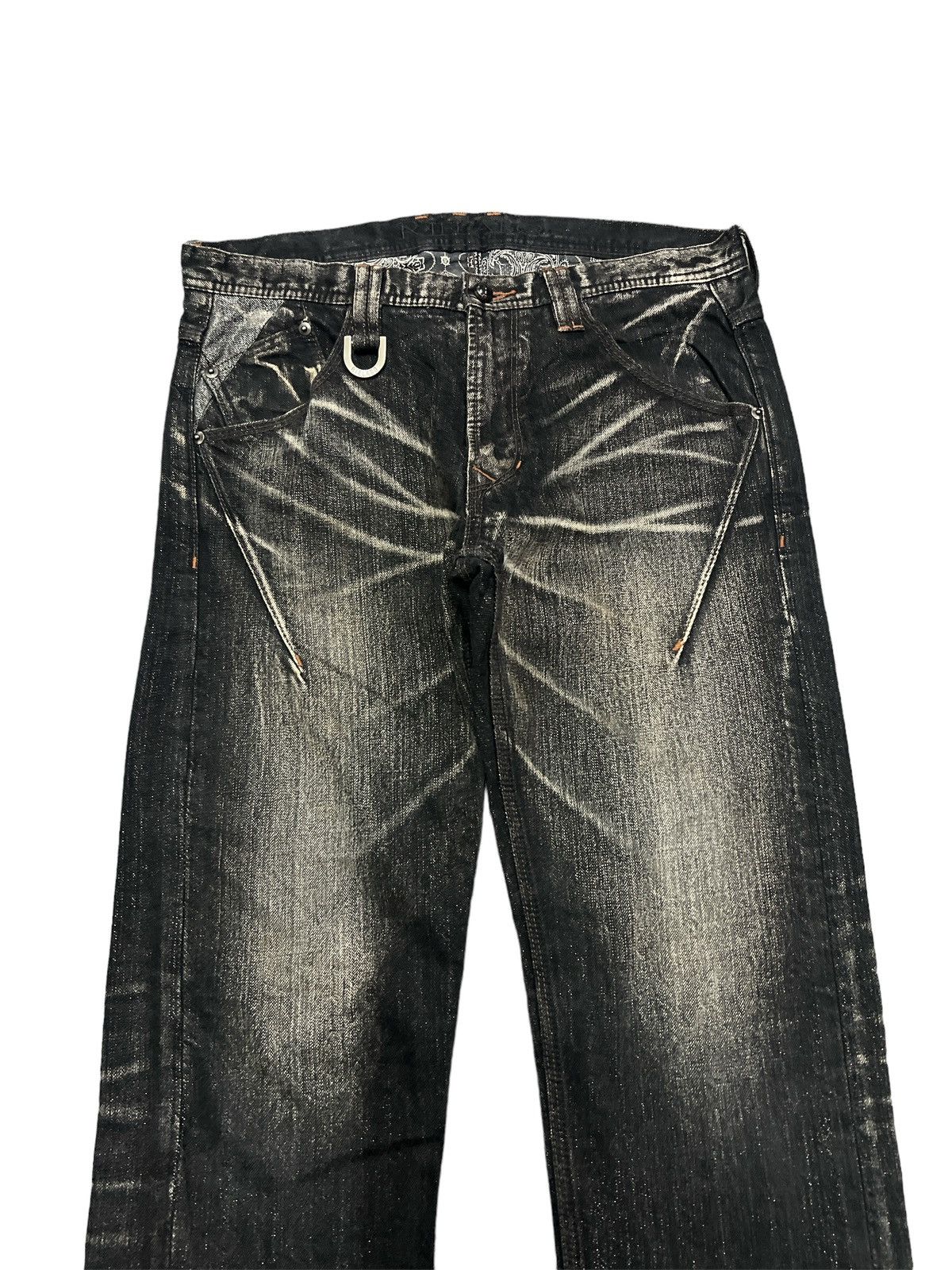 Japanese Brand × Vintage FIRE BLACK FADED DISTRESSED DENIM PANT Size US 32 / EU 48 - 2 Thumbnail