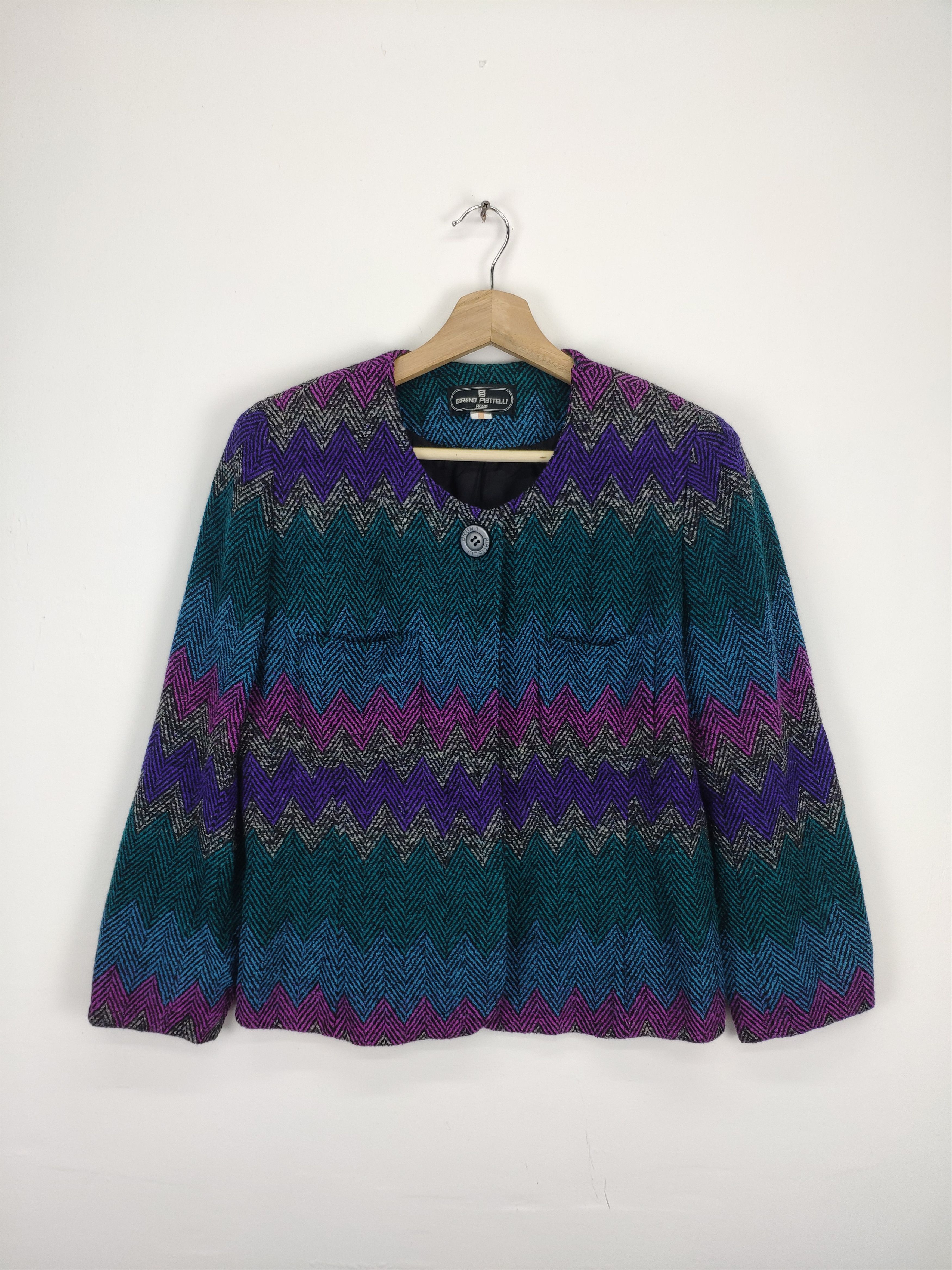 Bruno Piattelli × Vintage Vintage BRUNO PIATTELLI Wool Cardigan Rainbow Style Size M / US 6-8 / IT 42-44 - 1 Thumbnail