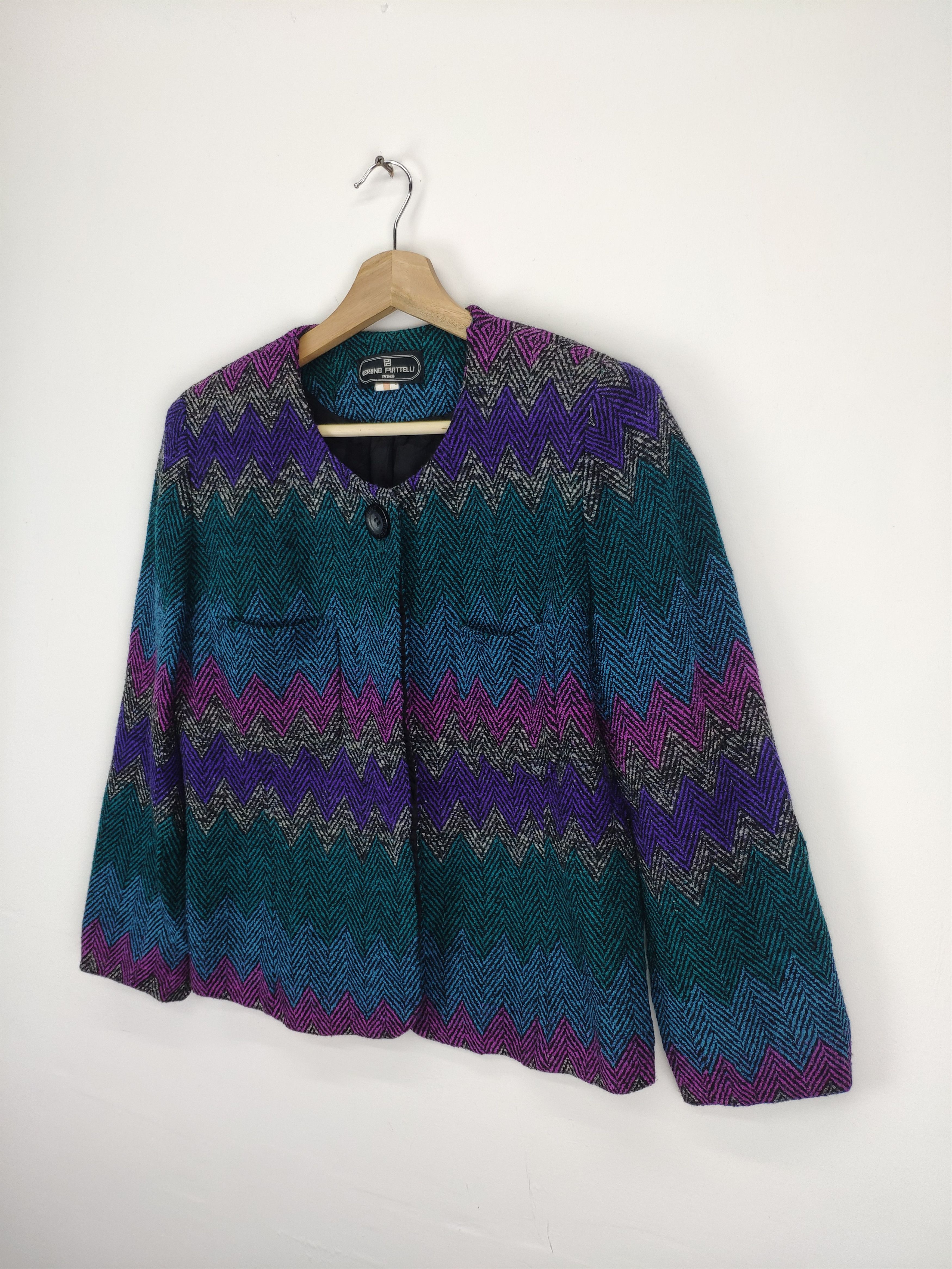 Bruno Piattelli × Vintage Vintage BRUNO PIATTELLI Wool Cardigan Rainbow Style Size M / US 6-8 / IT 42-44 - 2 Thumbnail