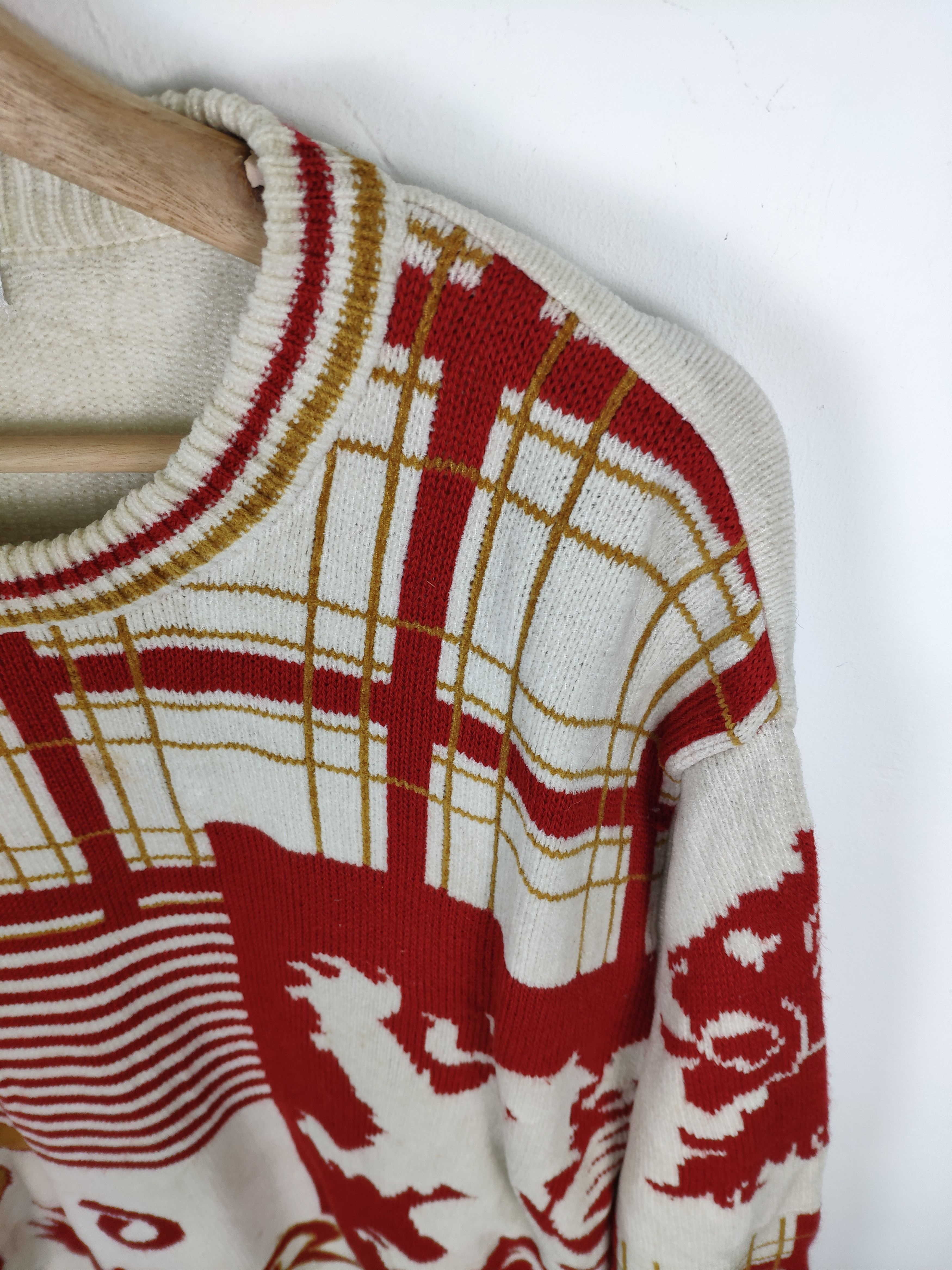 Aran Isles Knitwear × Japanese Brand Steal 💥 Vintage Wool Knit Sweater Rome Empire Motif Size US L / EU 52-54 / 3 - 3 Thumbnail