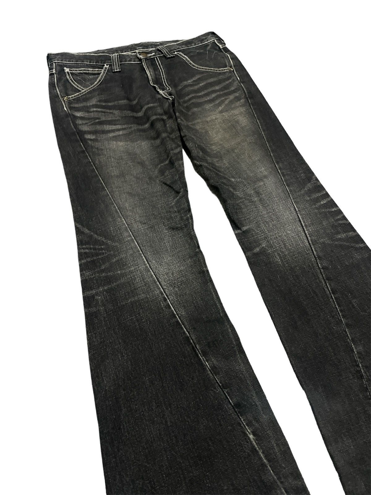 Japanese Brand FLARED🔥LEE RIDERS BLACK FADED TWIST DENIM PANT Size US 32 / EU 48 - 6 Thumbnail