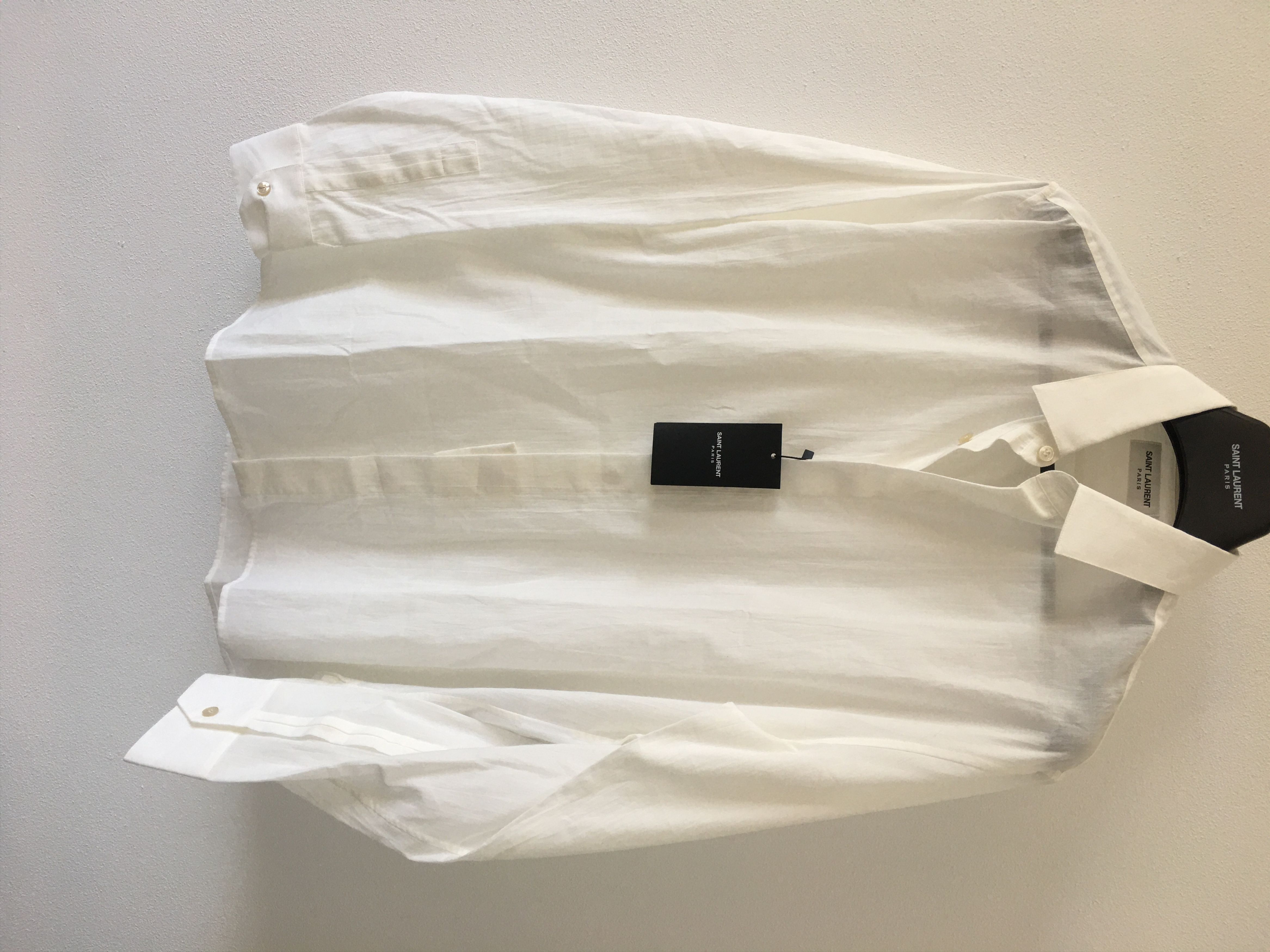 image of Saint Laurent Paris Ss'21 Shirt Cotton in White, Men's (Size Large)