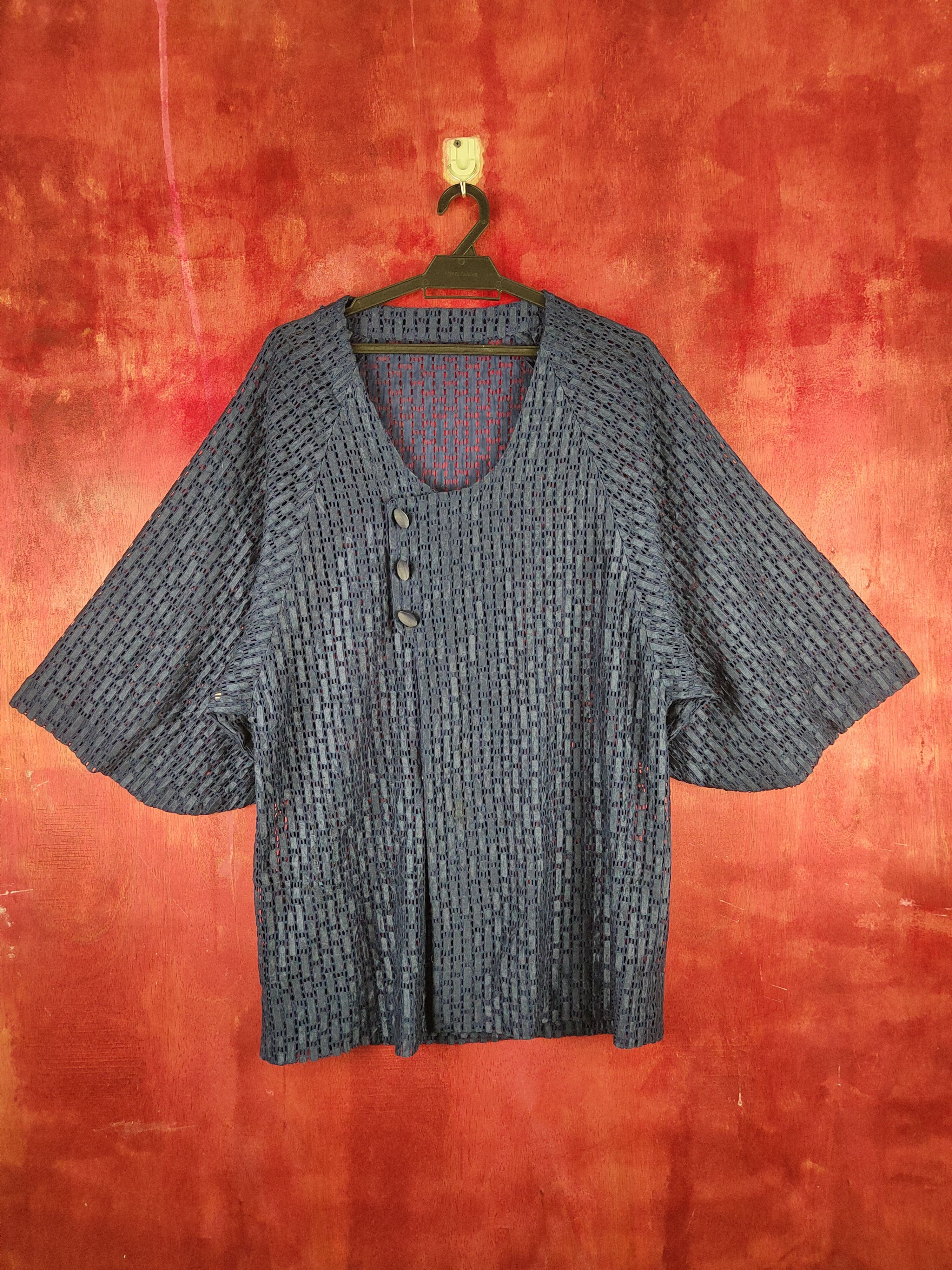 Japanese Brand Dark Blue Mesh Net Blouse #S221