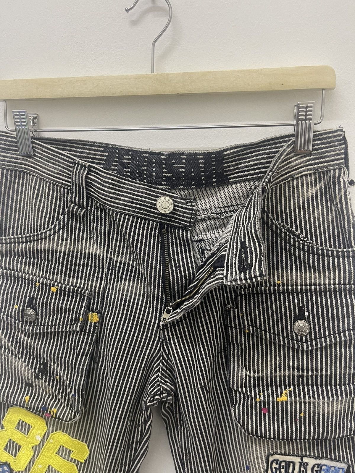 Japanese Brand ZERO SAIL Paint Splatter Hickory Striped Bush Pant Size US 30 / EU 46 - 6 Thumbnail